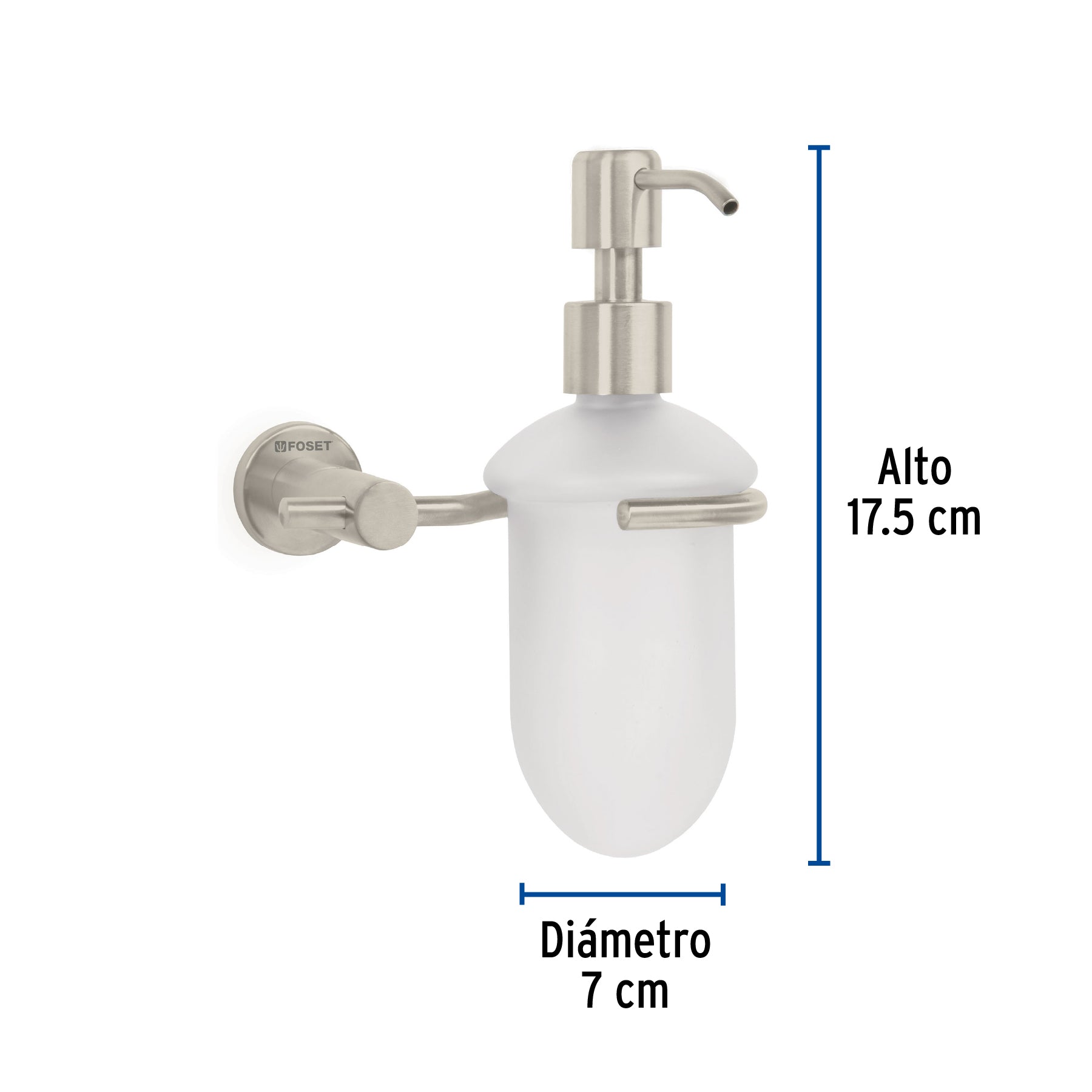 Dispensador de jabón a pared en acabado satín, FOSET ELEMENT