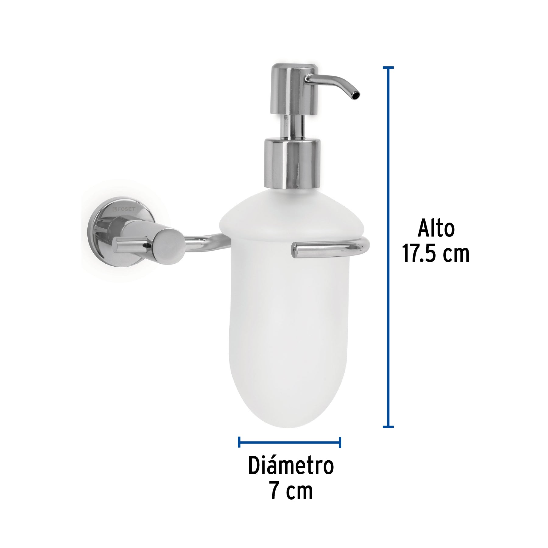 Dispensador de jabón a pared en acabado cromo, FOSET ELEMENT