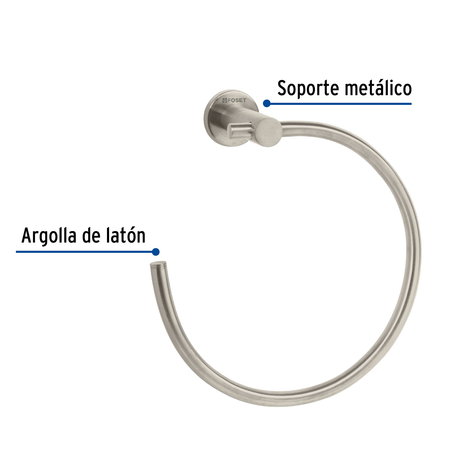 Toallero metálico de argolla acabado satín, FOSET ELEMENT