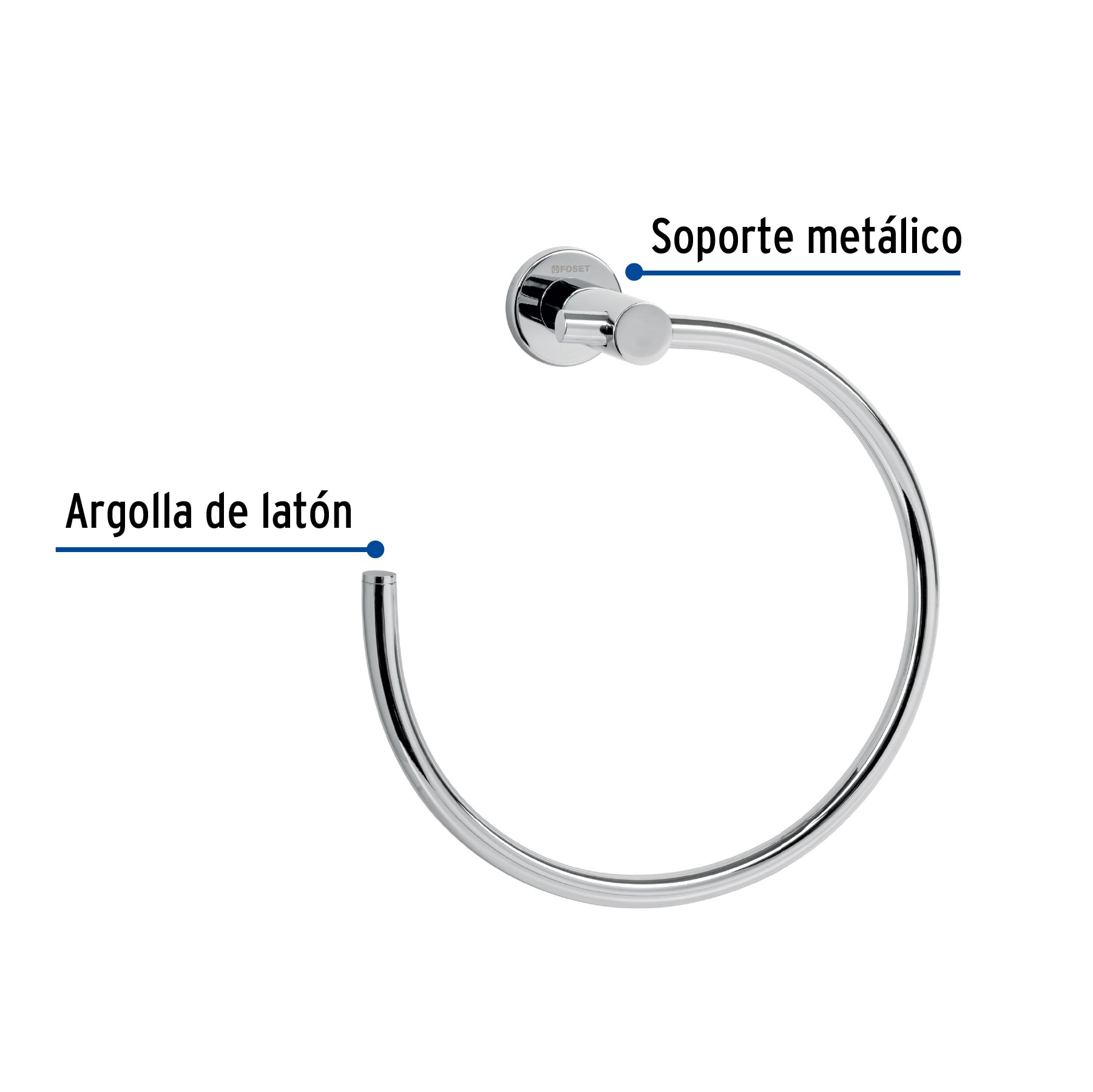 Toallero metálico de argolla acabado cromo, FOSET ELEMENT