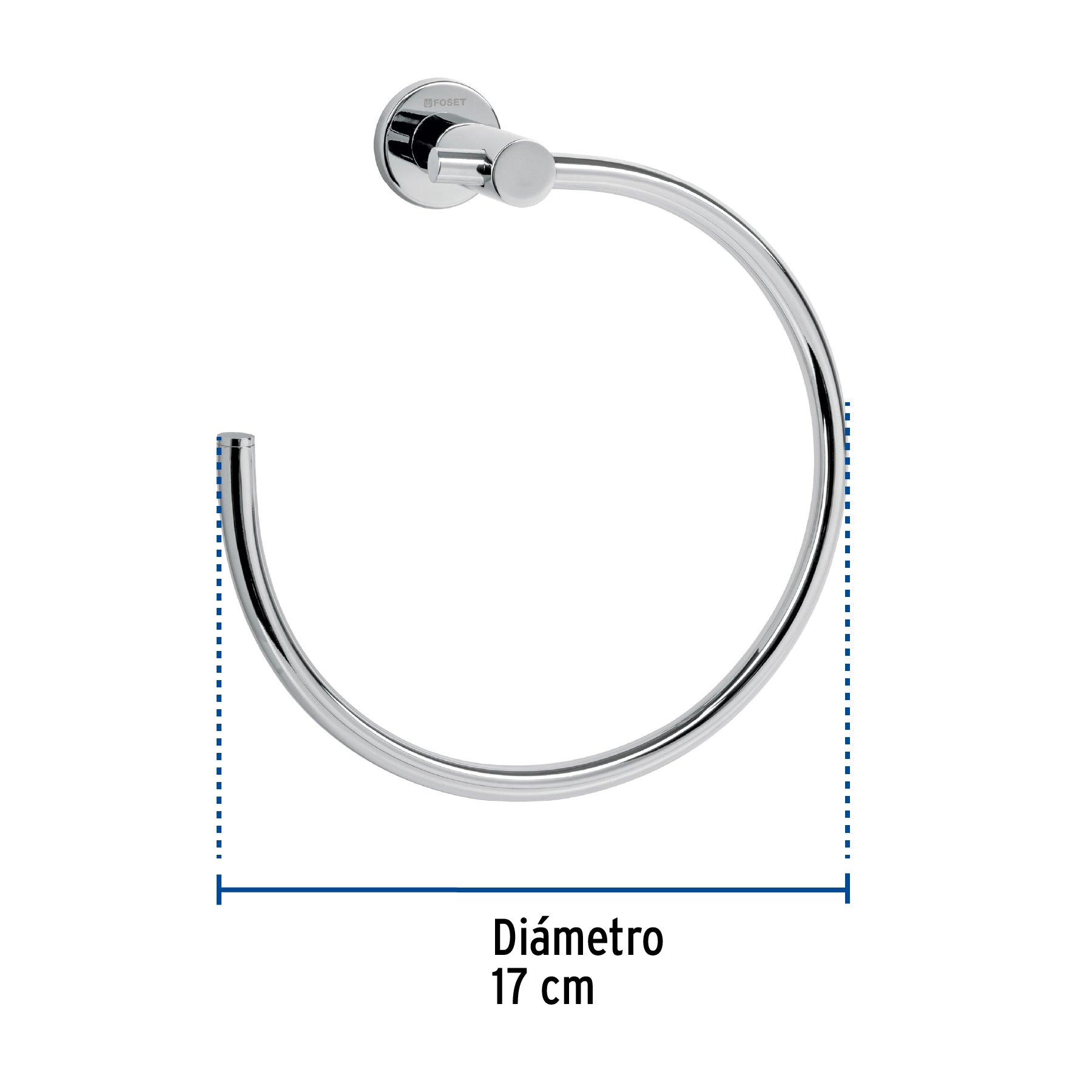 Toallero metálico de argolla acabado cromo, FOSET ELEMENT