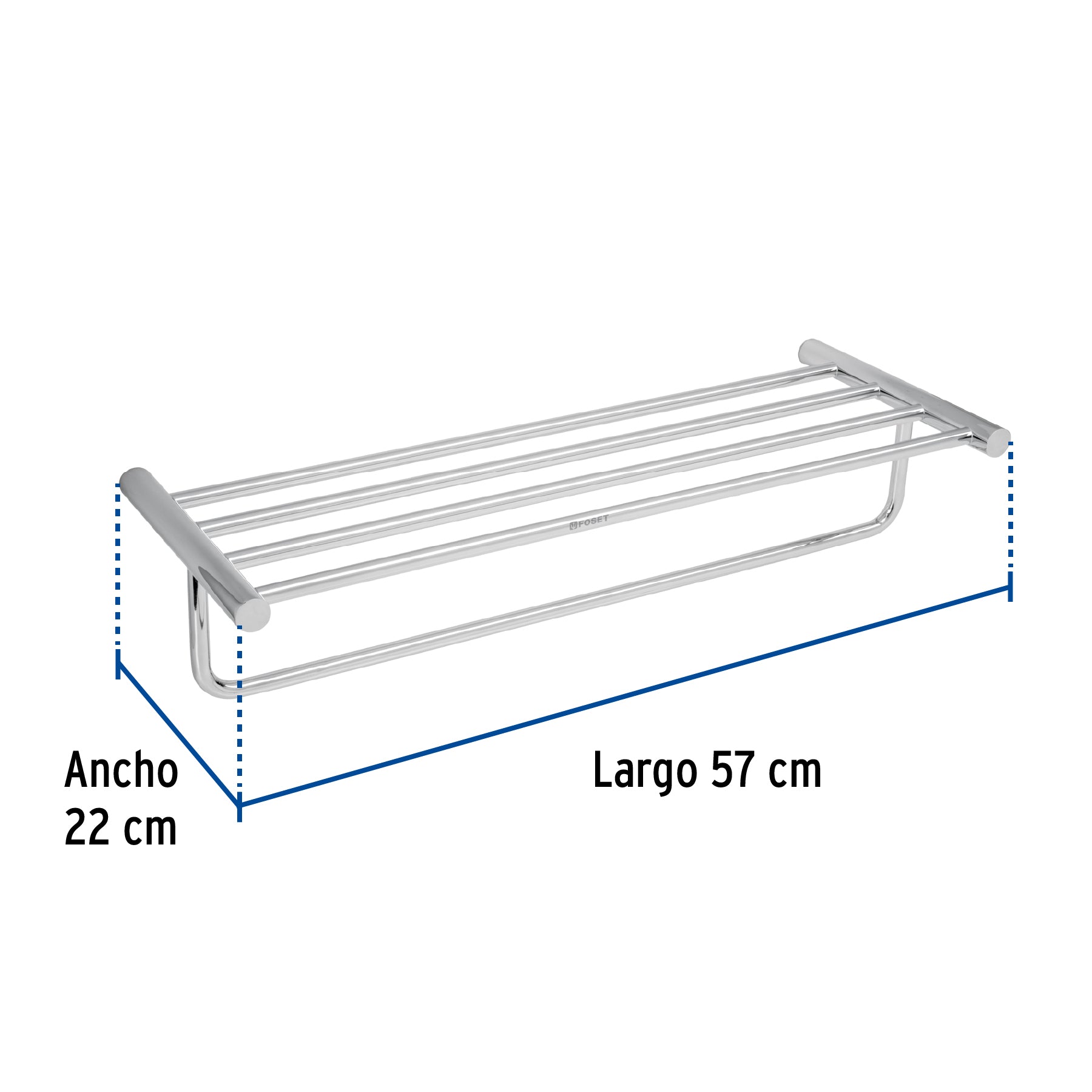 Repisa de latón portatoalla en acabado cromo, FOSET ELEMENT