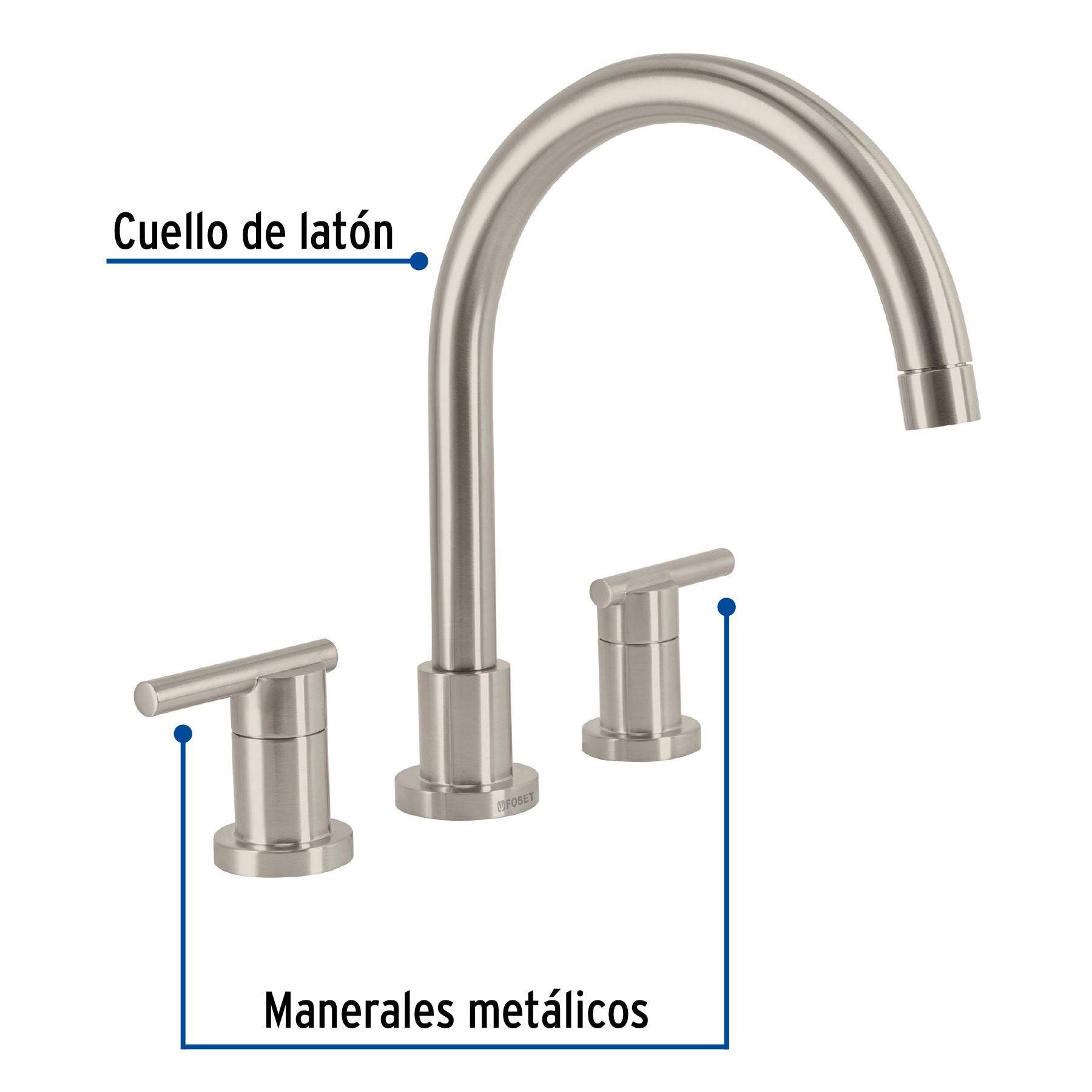 Mezcladora satín cuello alto para fregadero, FOSET ELEMENT
