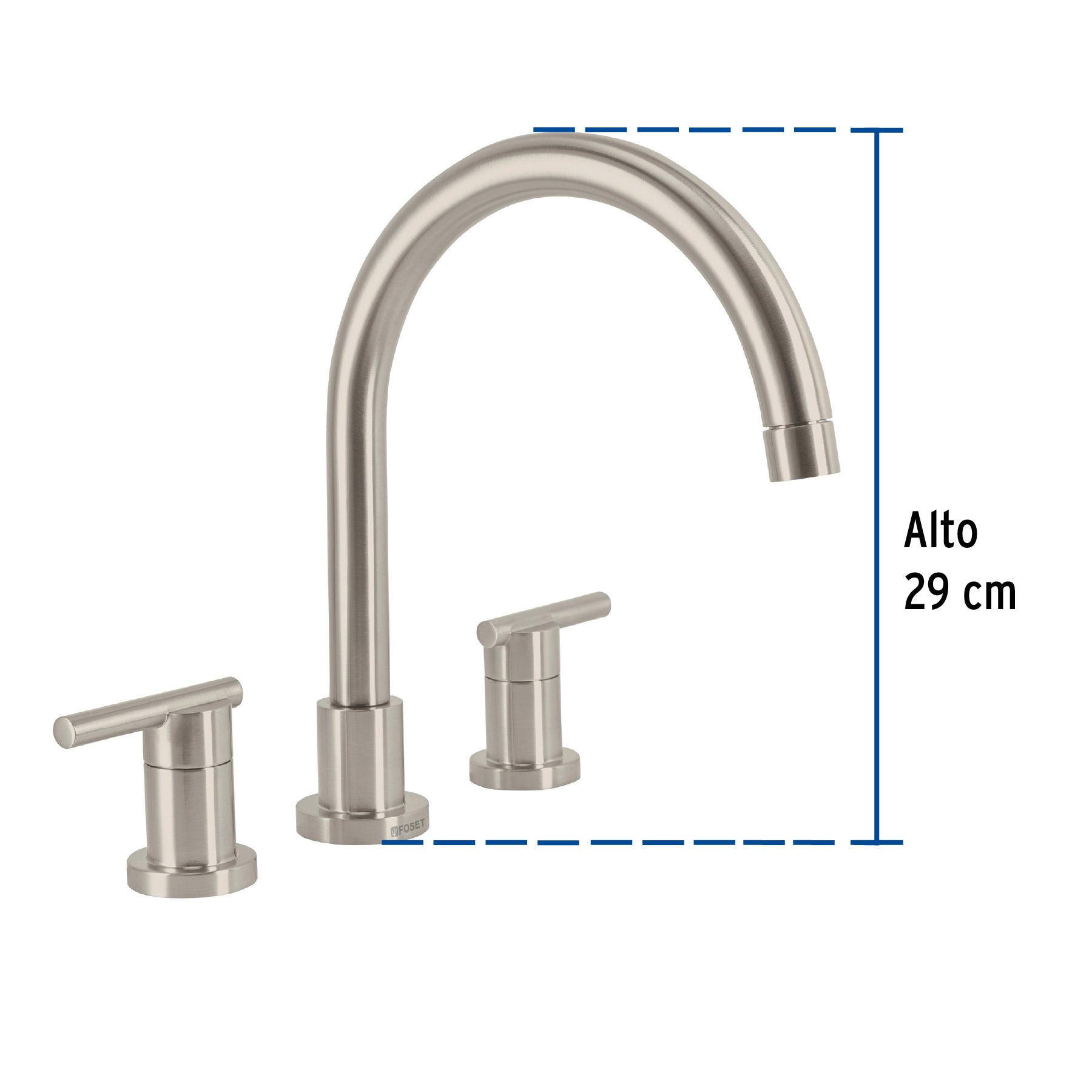 Mezcladora satín cuello alto para fregadero, FOSET ELEMENT
