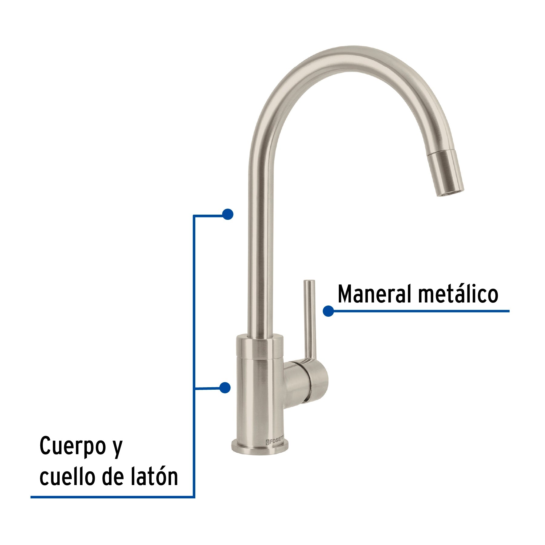 Monomando satín nariz retráctil para fregadero, ELEMENT
