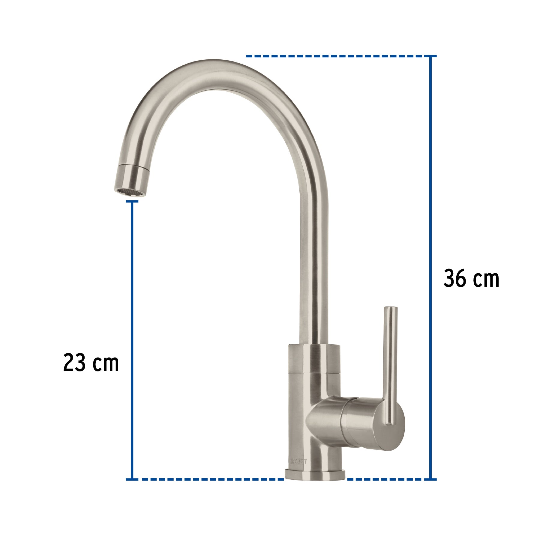 Monomando satín cuello alto para fregadero, FOSET ELEMENT