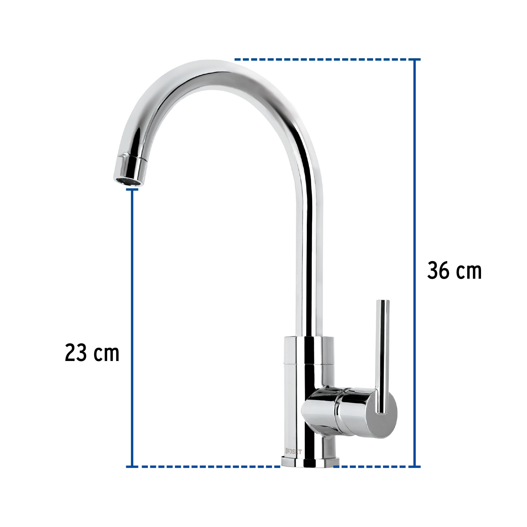 Monomando cromo cuello alto para fregadero, FOSET ELEMENT