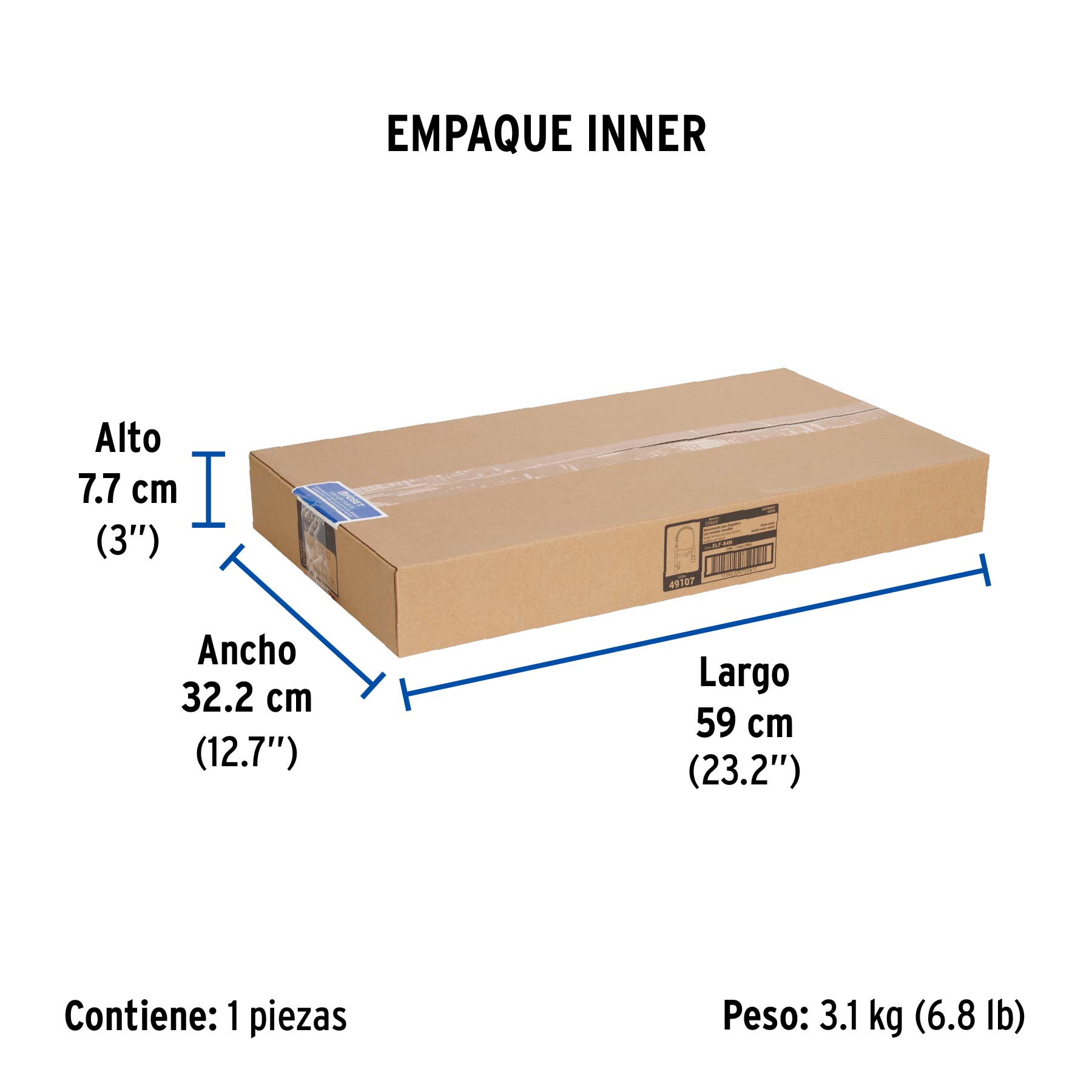 Monomando con doble salida para fregadero, Satín, ELEMENT - Empaque