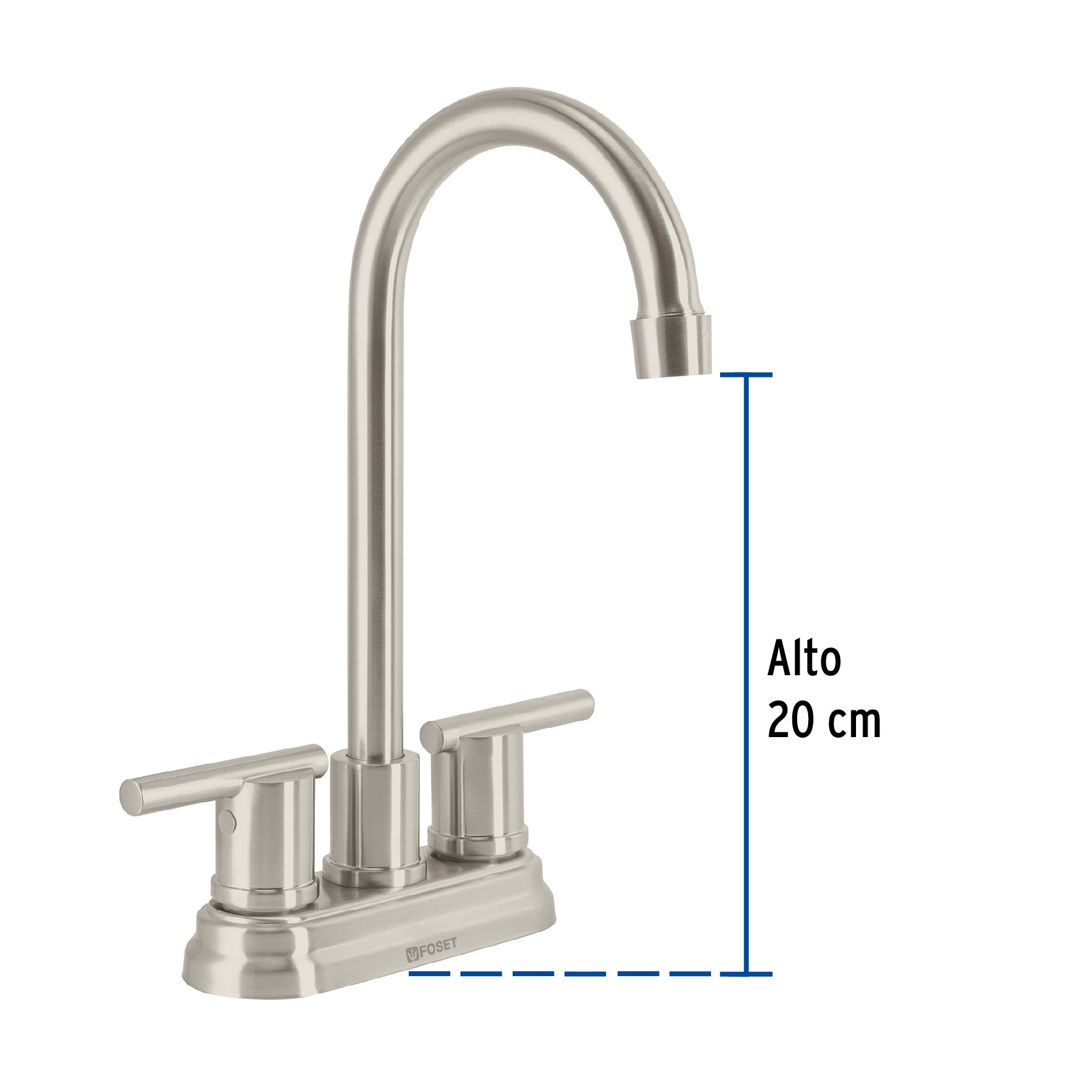 Mezcladora satín 4" para lavabo cuello tipo bar, ELEMENT