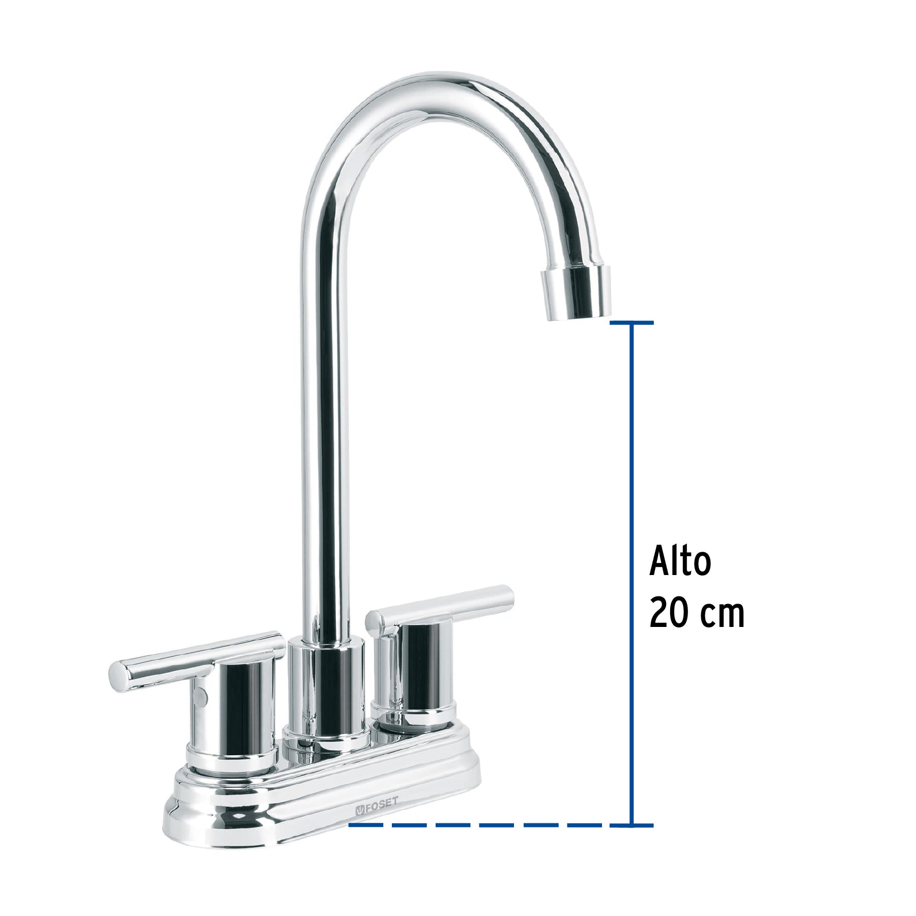 Mezcladora cromo 4" para lavabo cuello tipo bar, ELEMENT