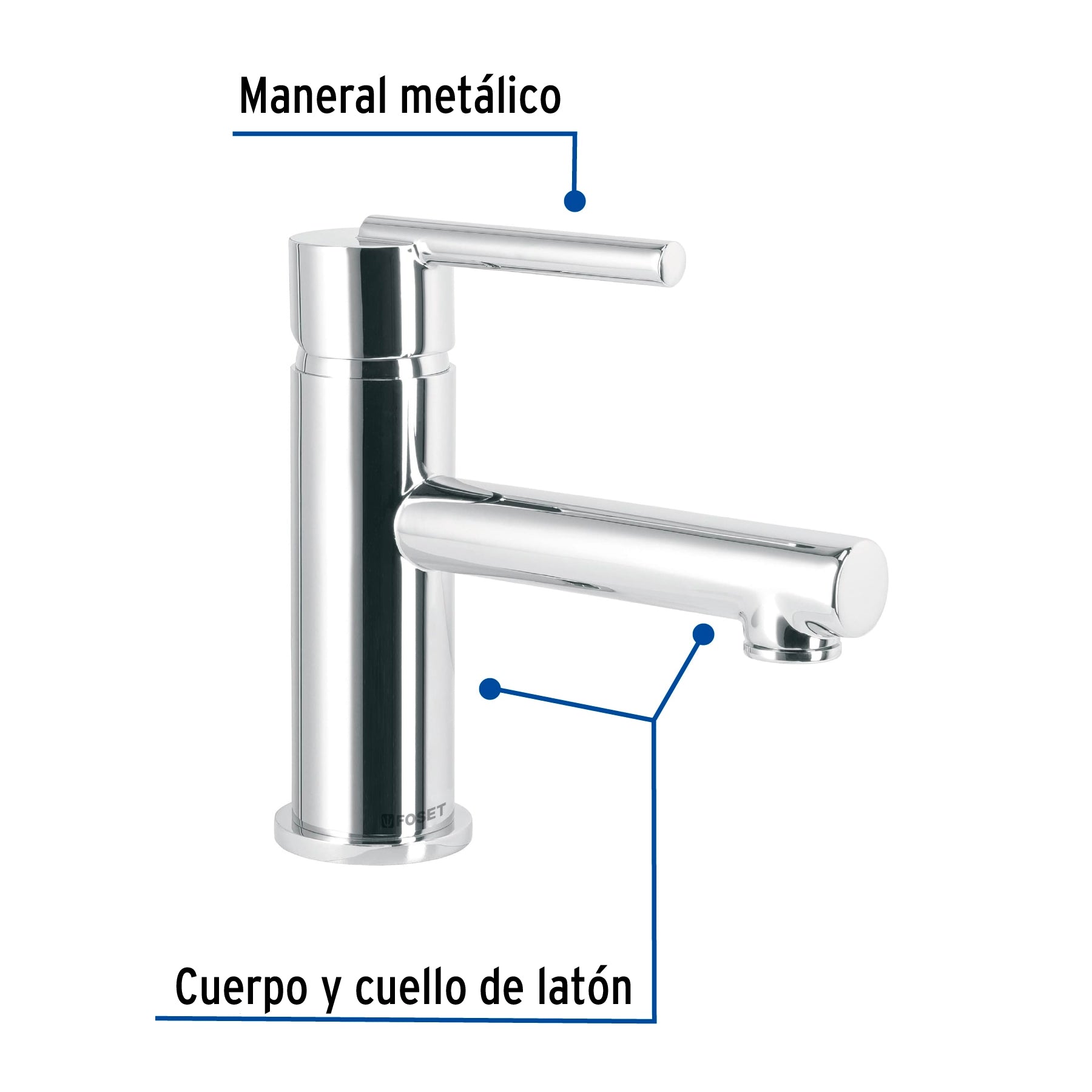 Monomando corto cromo para lavabo, FOSET ELEMENT