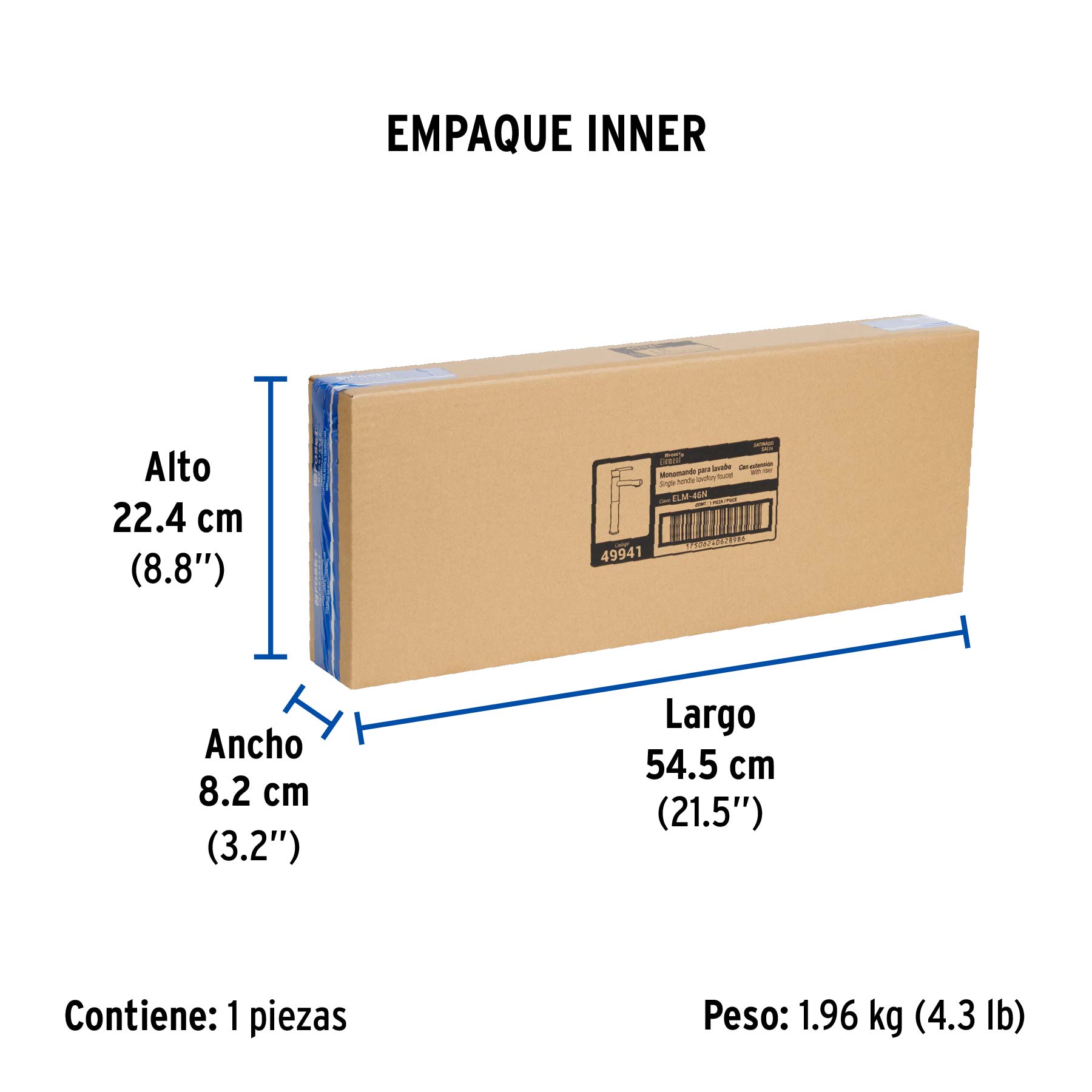 Monomando alto satín para lavabo, FOSET ELEMENT - Empaque