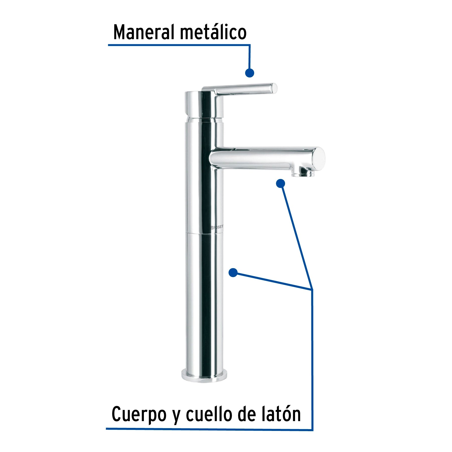 Monomando alto cromo para lavabo, FOSET ELEMENT