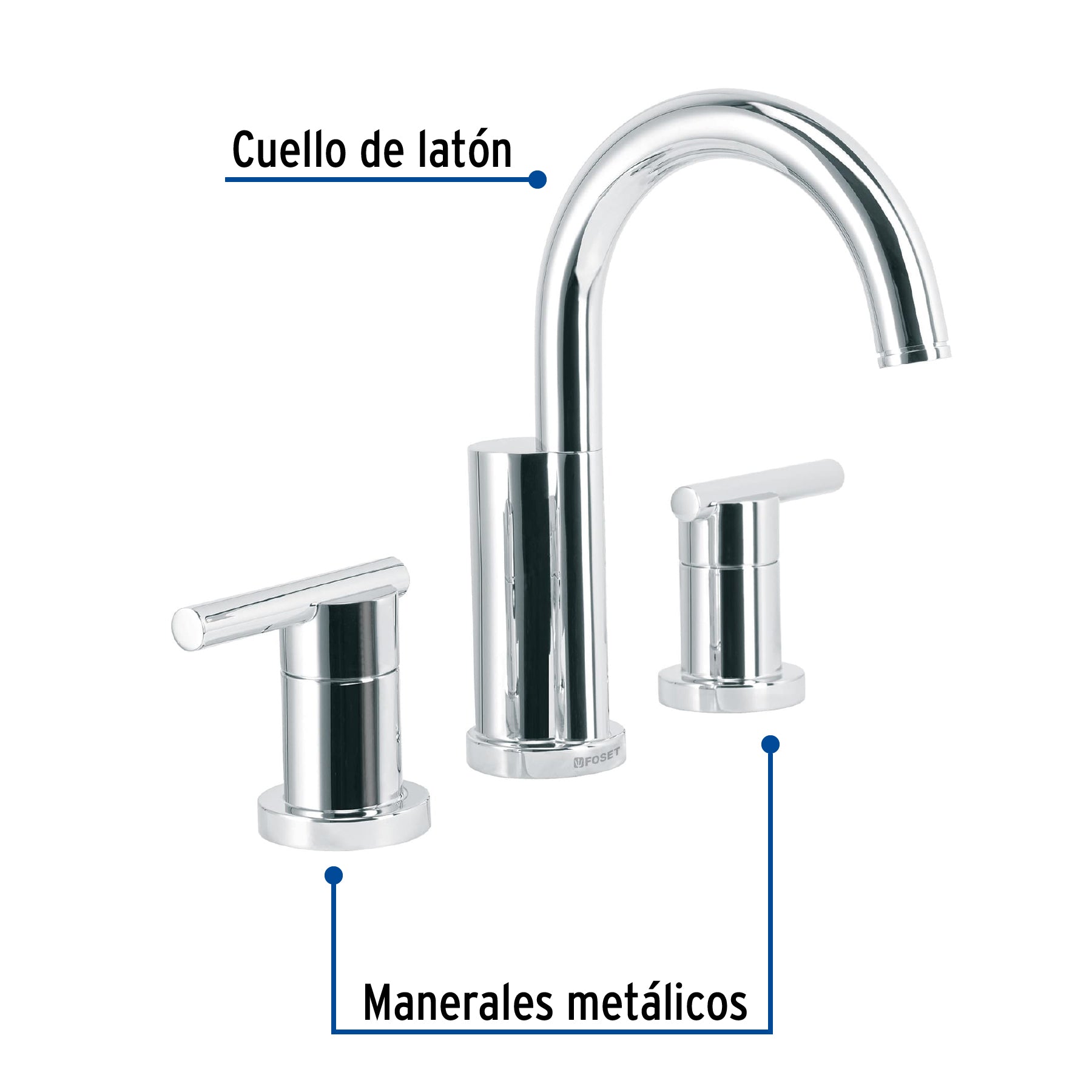 Mezcladora cromo para lavabo con taladros separados, ELEMENT