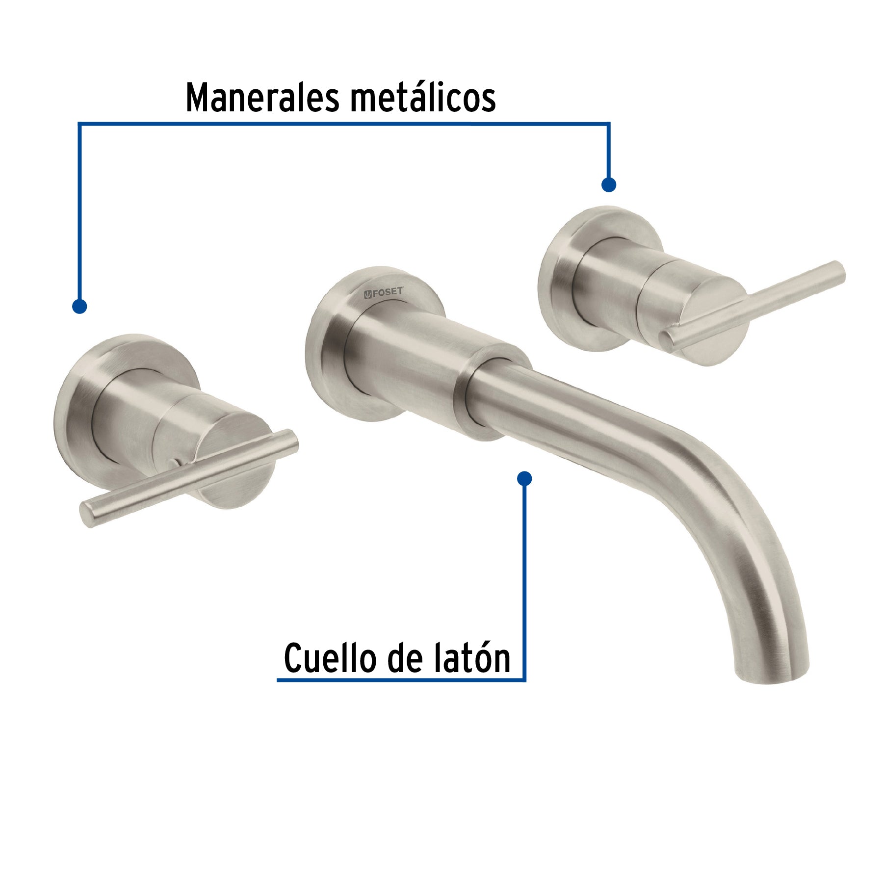 Mezcladora satín de pared para lavabo, FOSET ELEMENT