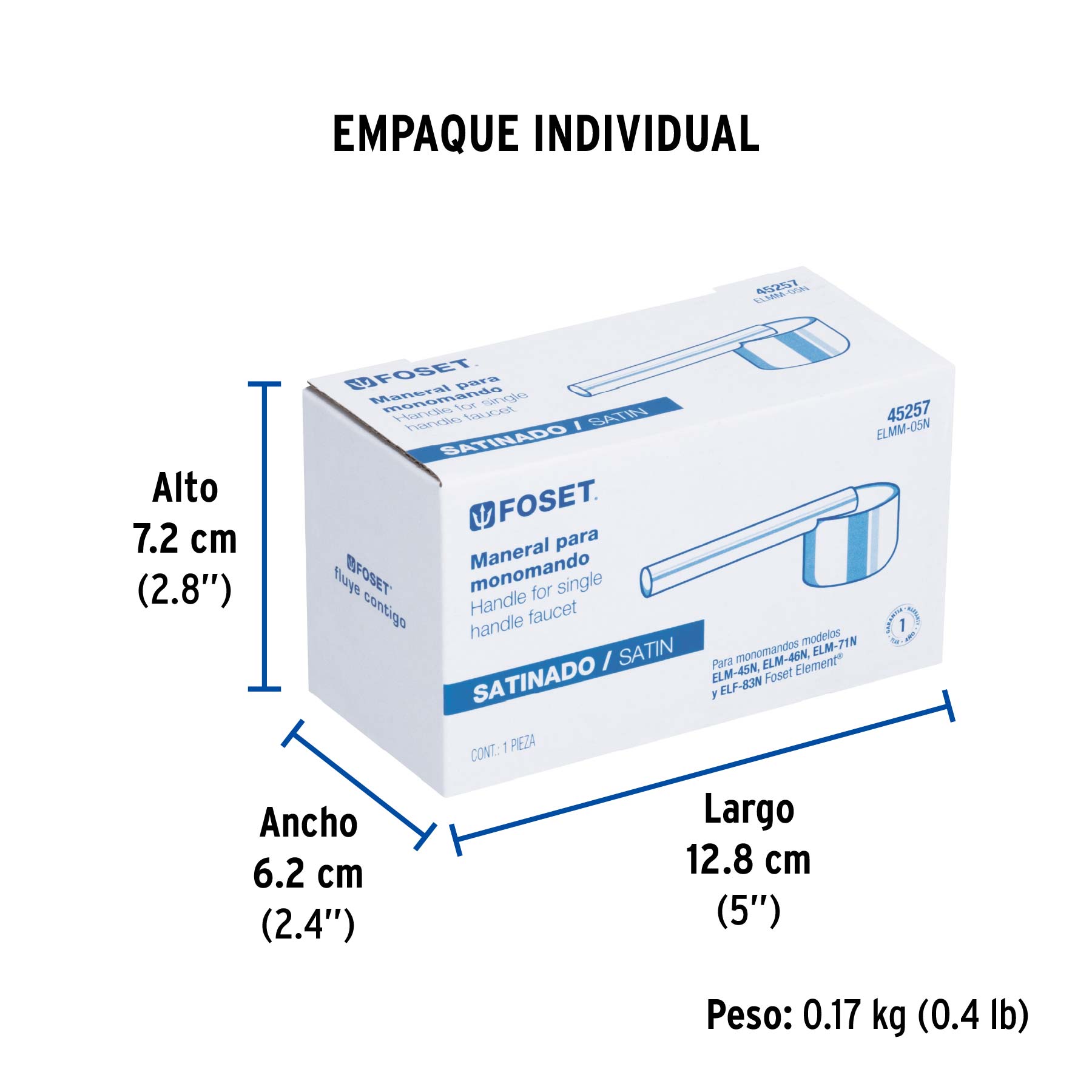 Maneral palanca para monomando de lavabo, satín, ELEMENT - Empaque