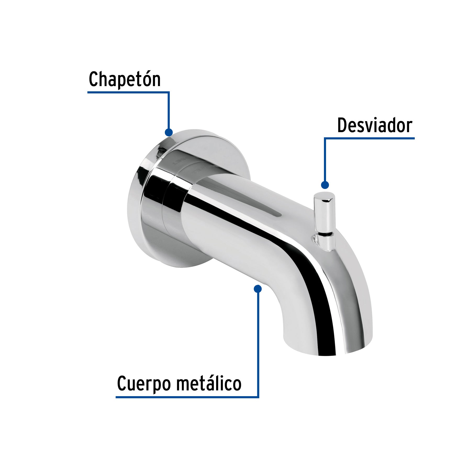Salida de tina con desviador, cromo, FOSET ELEMENT
