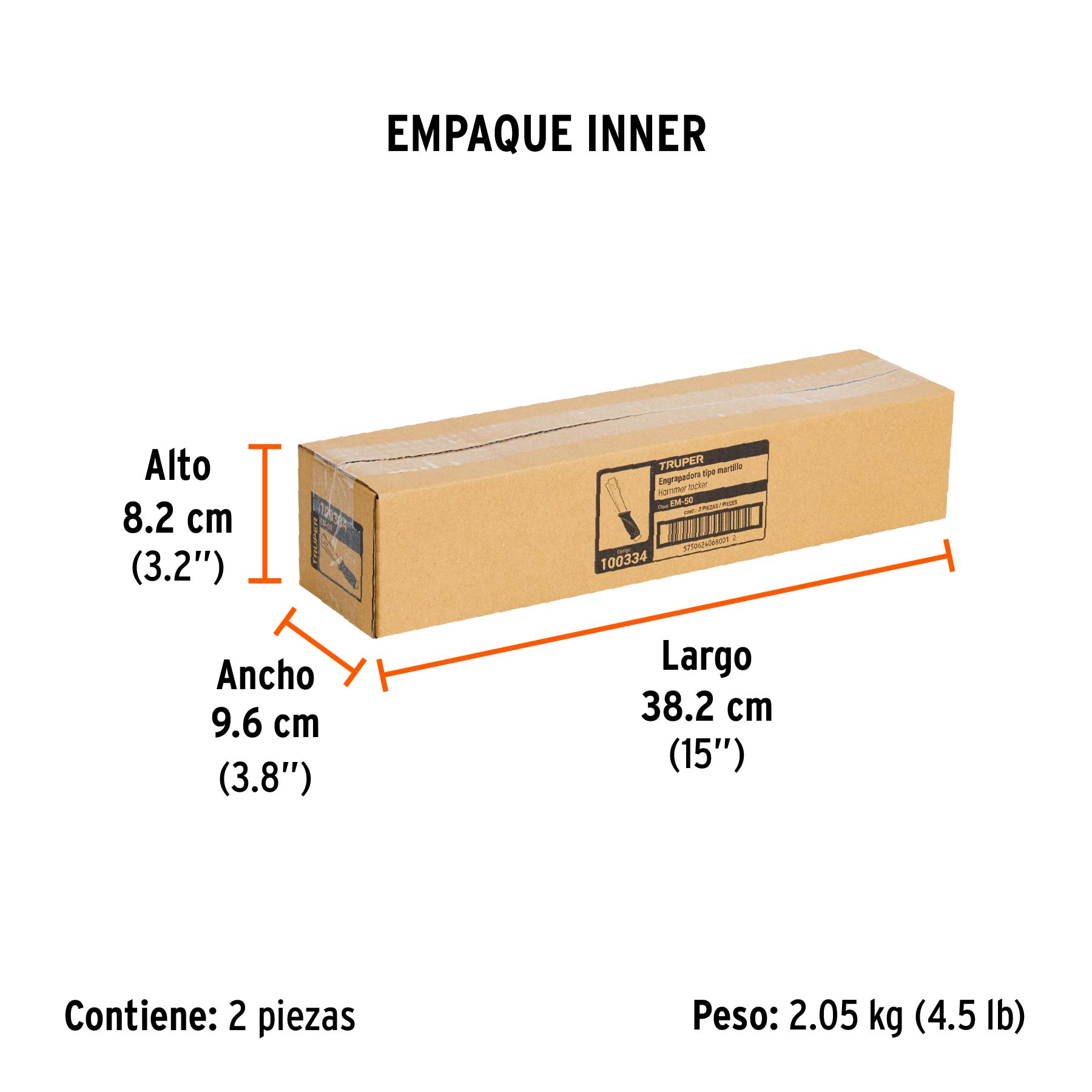 Engrapadora tipo martillo, uso rudo, TRUPER - Empaque