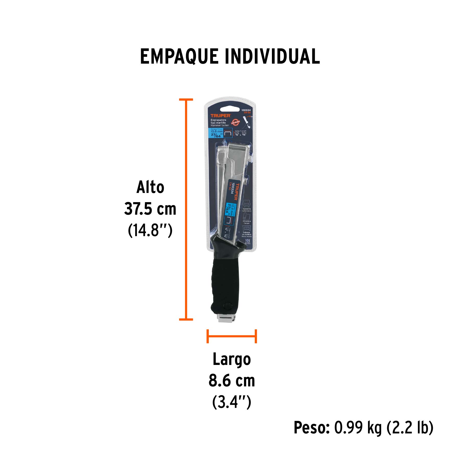 Engrapadora tipo martillo, uso rudo, TRUPER - Empaque