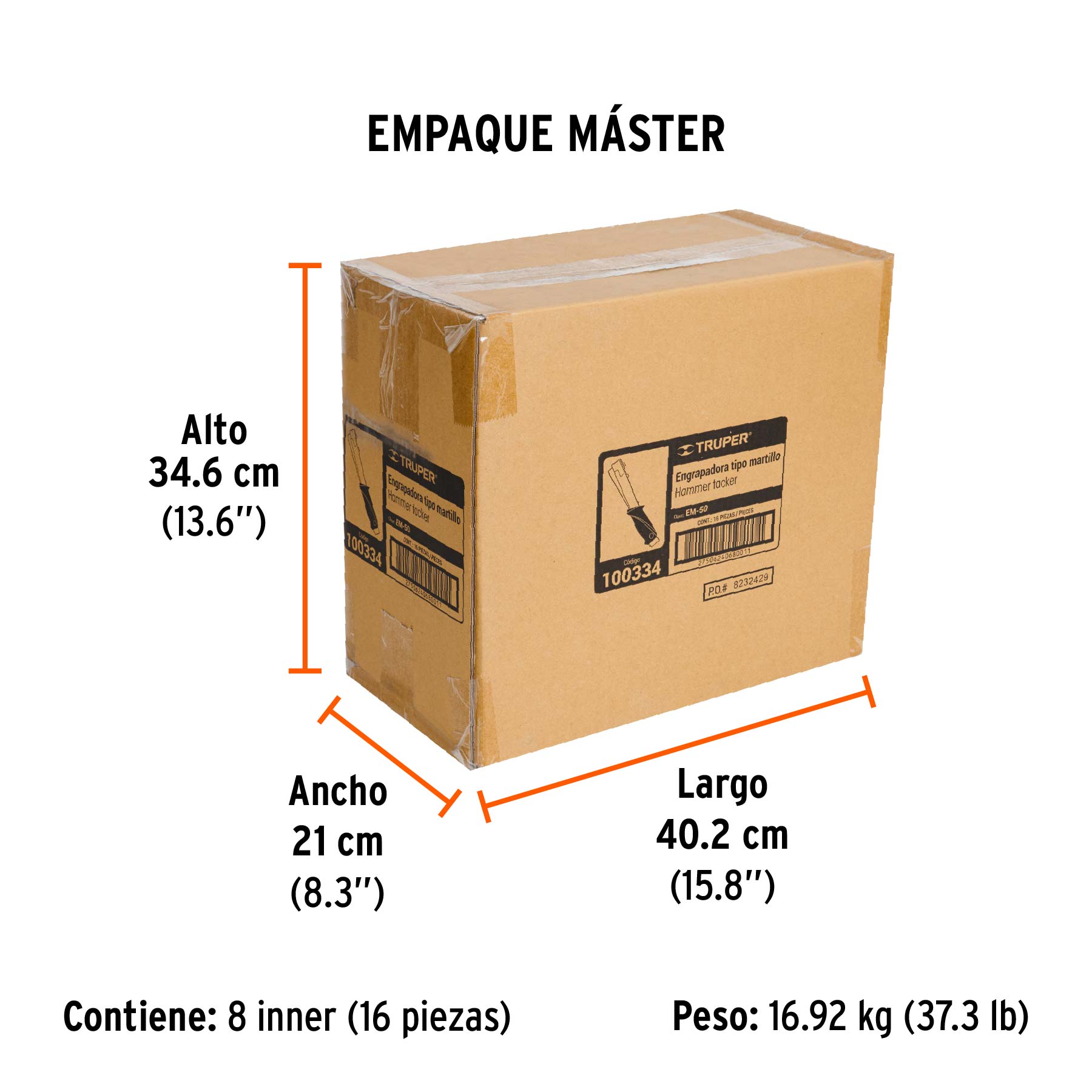 Engrapadora tipo martillo, uso rudo, TRUPER - Empaque