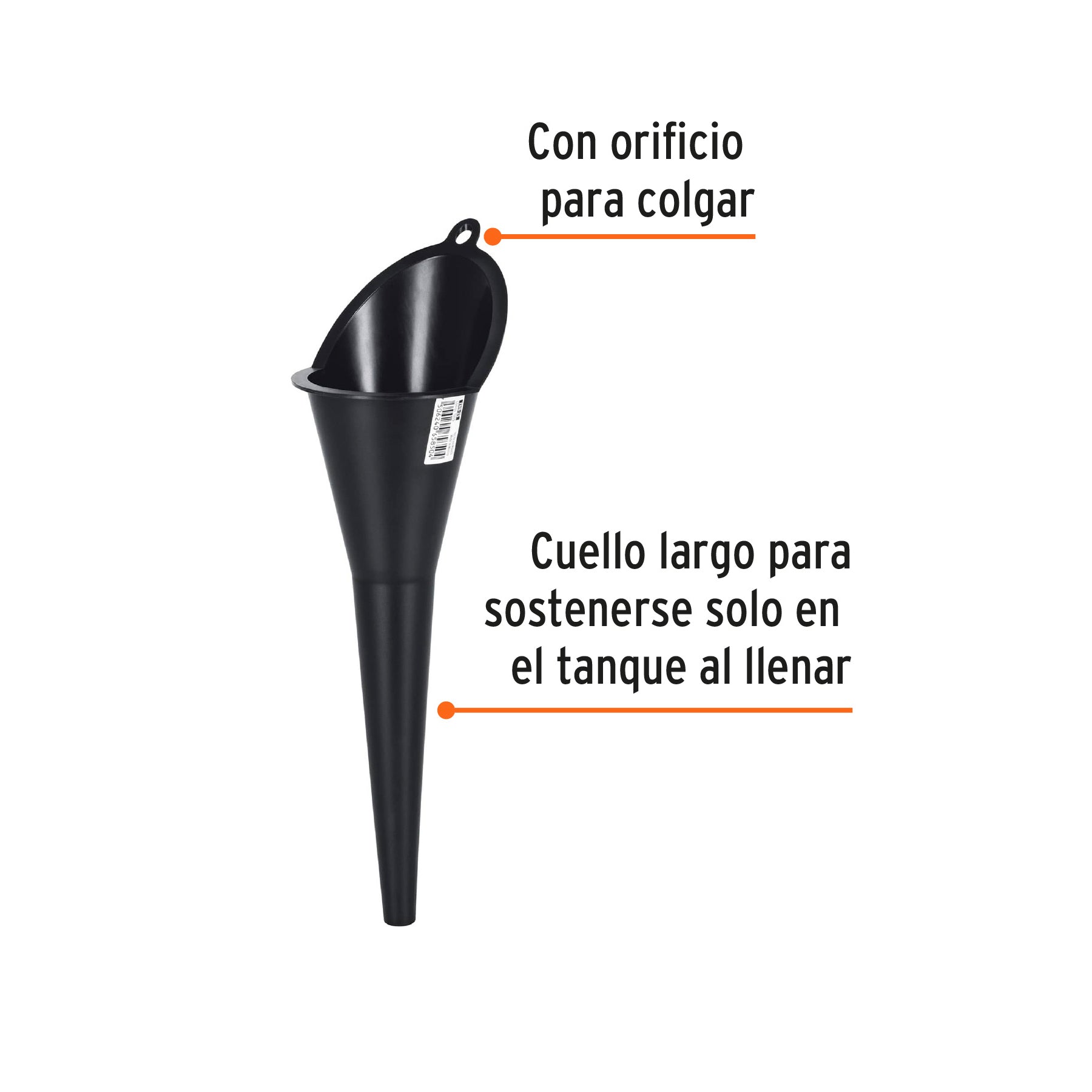 Embudo plástico 250 ml, cuello rígido, TRUPER