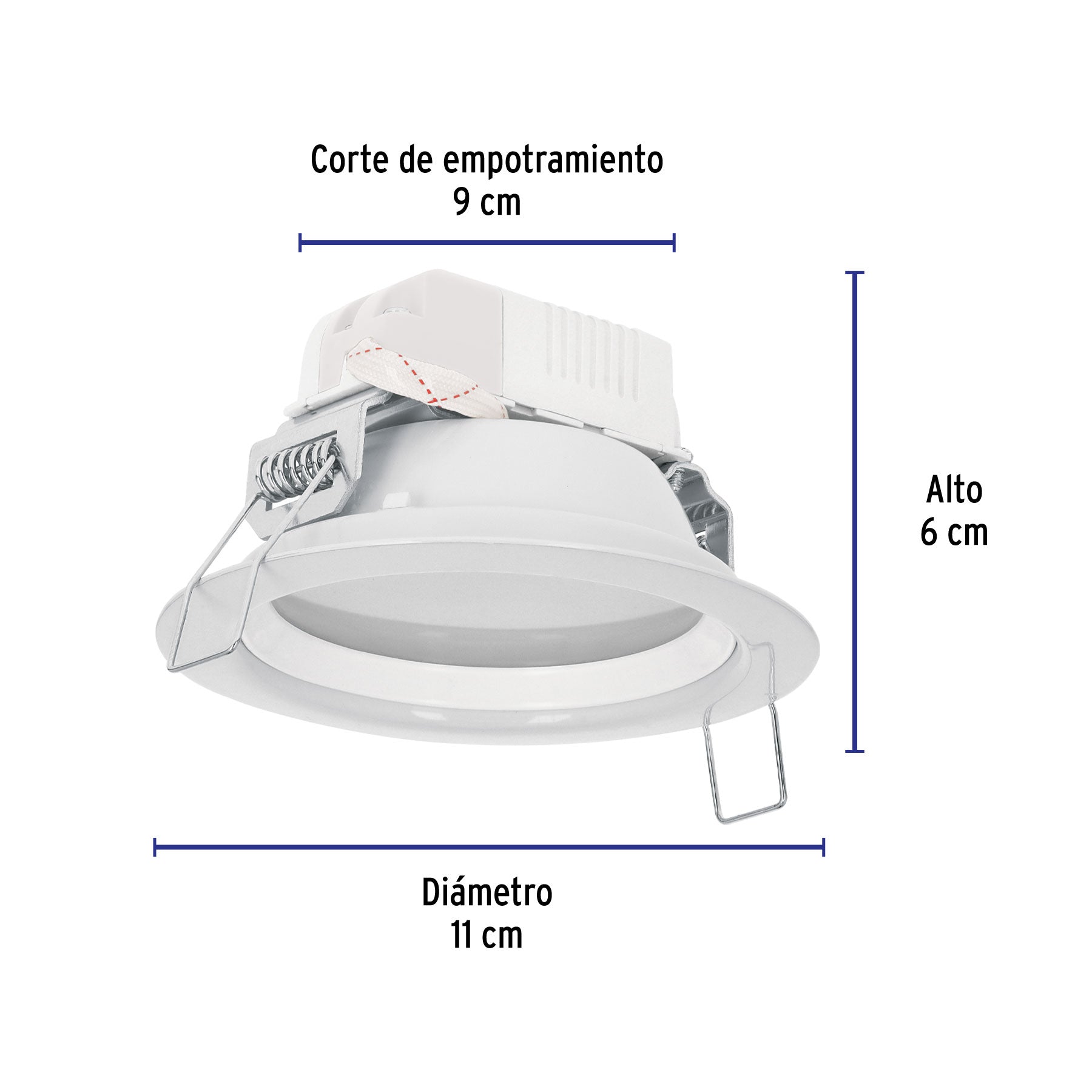 Luminario LED empotrable 5 W 6500 K, redondo, VOLTECK