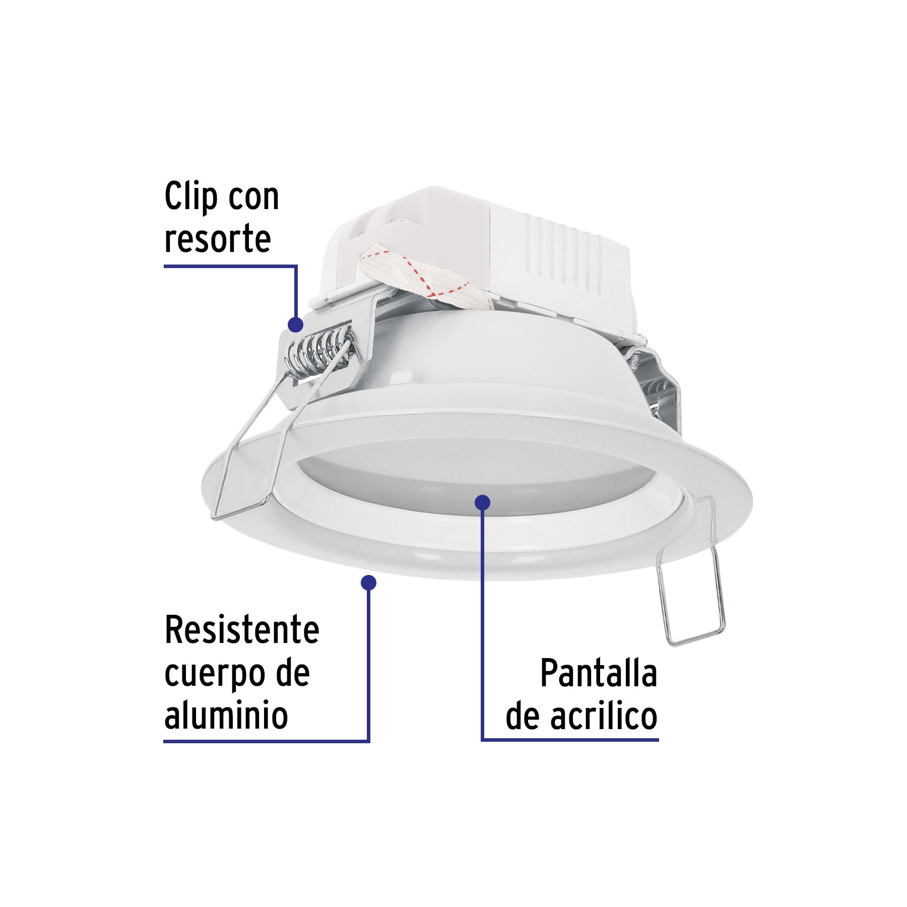 Luminario LED empotrable 5 W 6500 K, redondo, VOLTECK