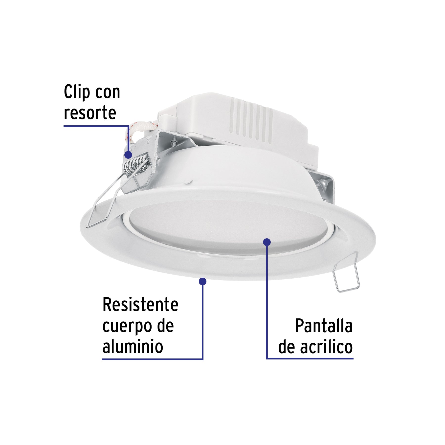 Luminario LED empotrable 6 W 3000 K, redondo, VOLTECK