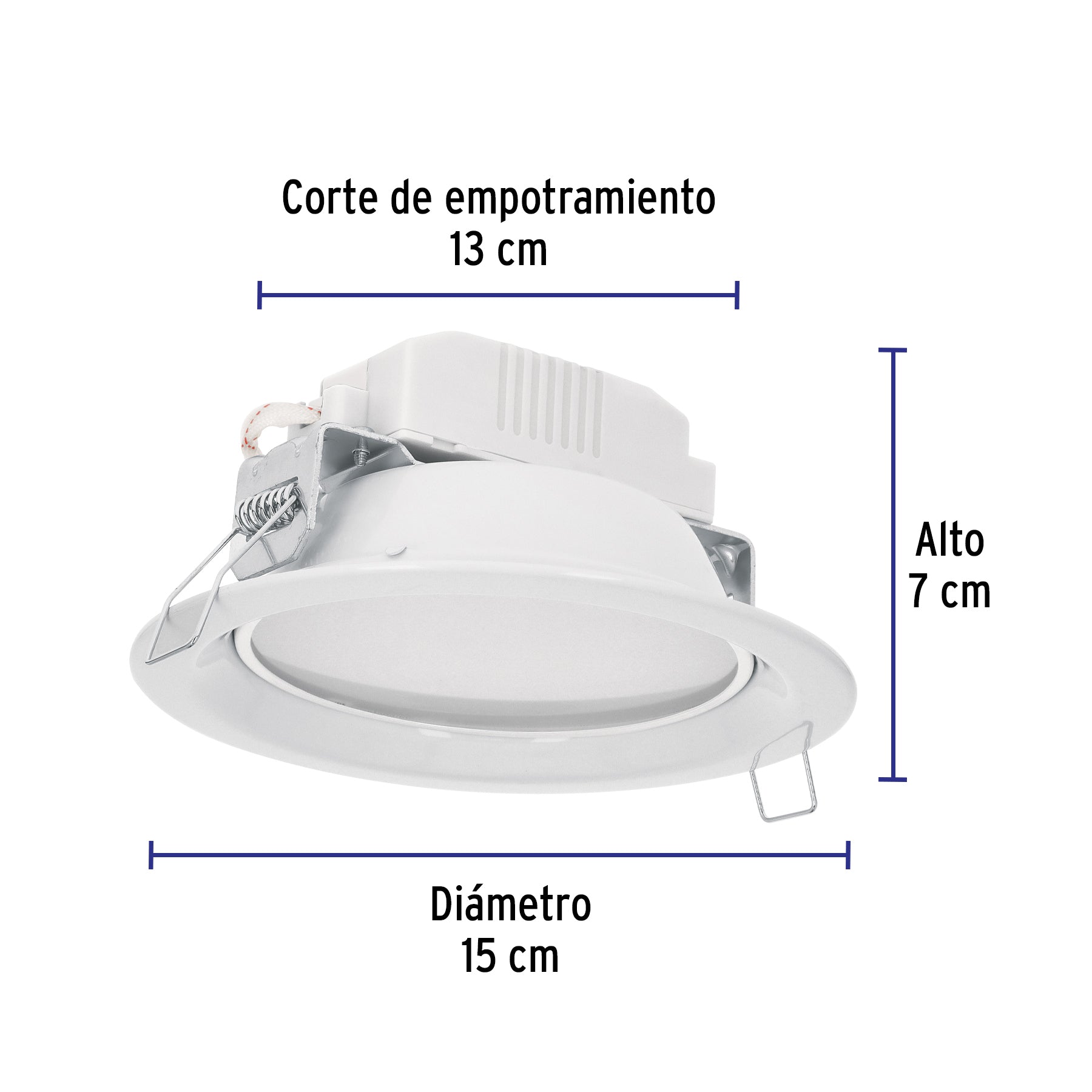 Luminario LED empotrable 6 W 3000 K, redondo, VOLTECK