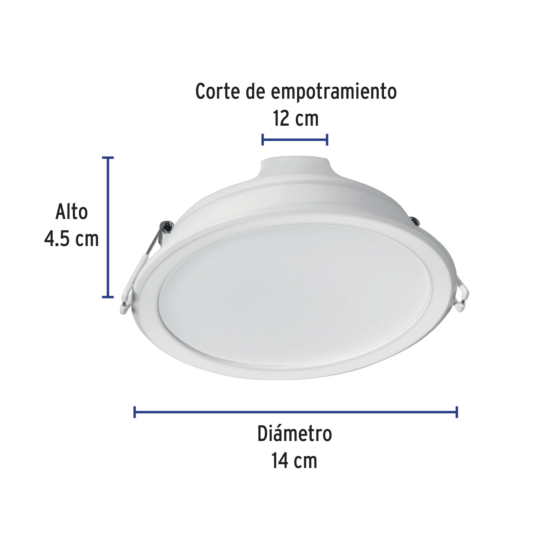 Luminario LED empotrable 12 W 6500 K, redondo, VOLTECK BASIC