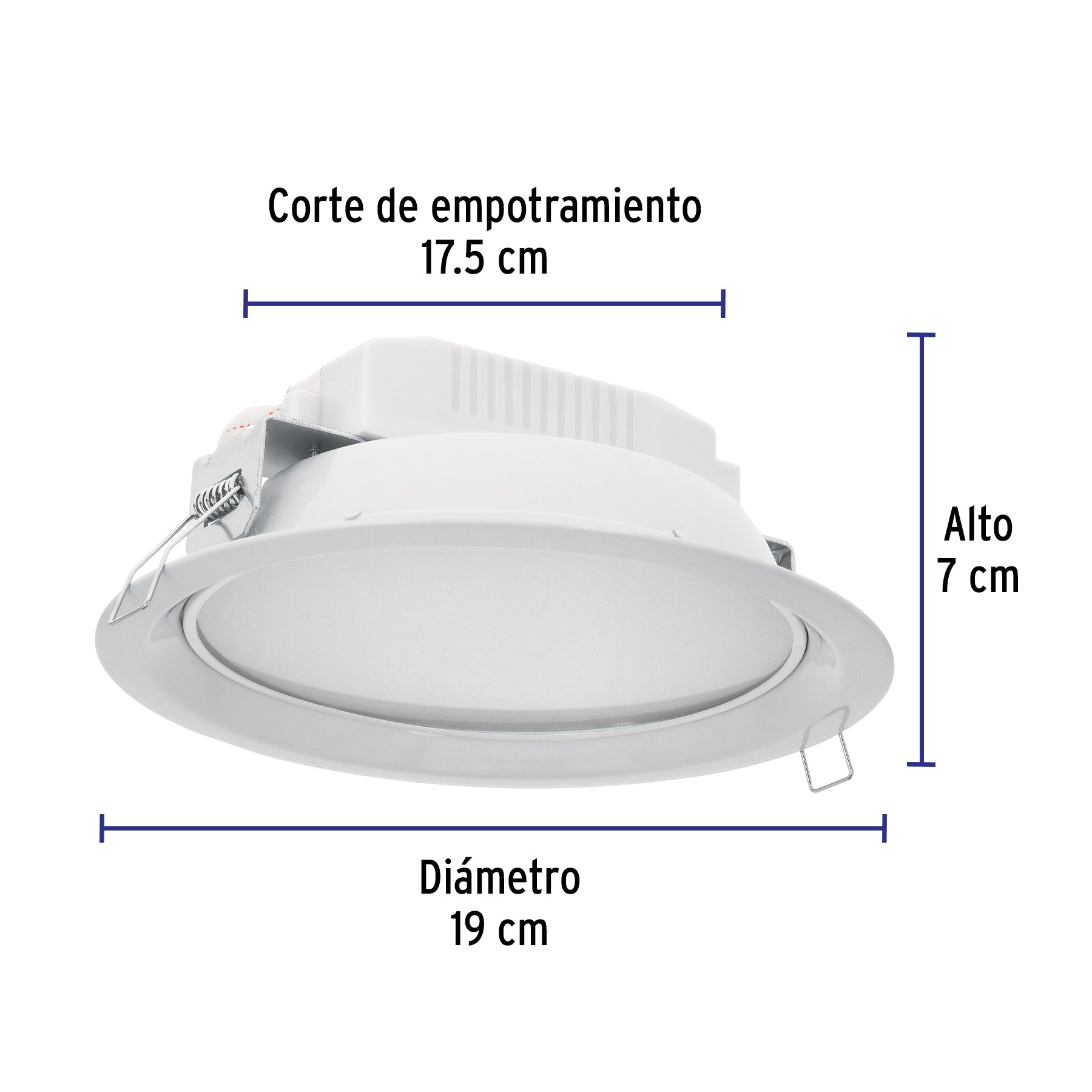 Luminario LED empotrable 12 W 6500 K, redondo, VOLTECK