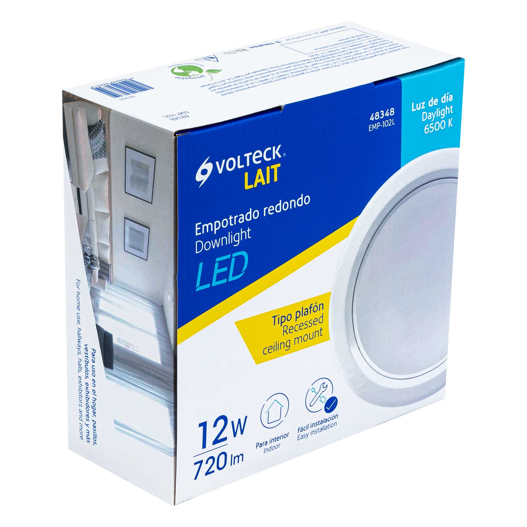 Luminario LED empotrable 12 W 6500 K, redondo, VOLTECK
