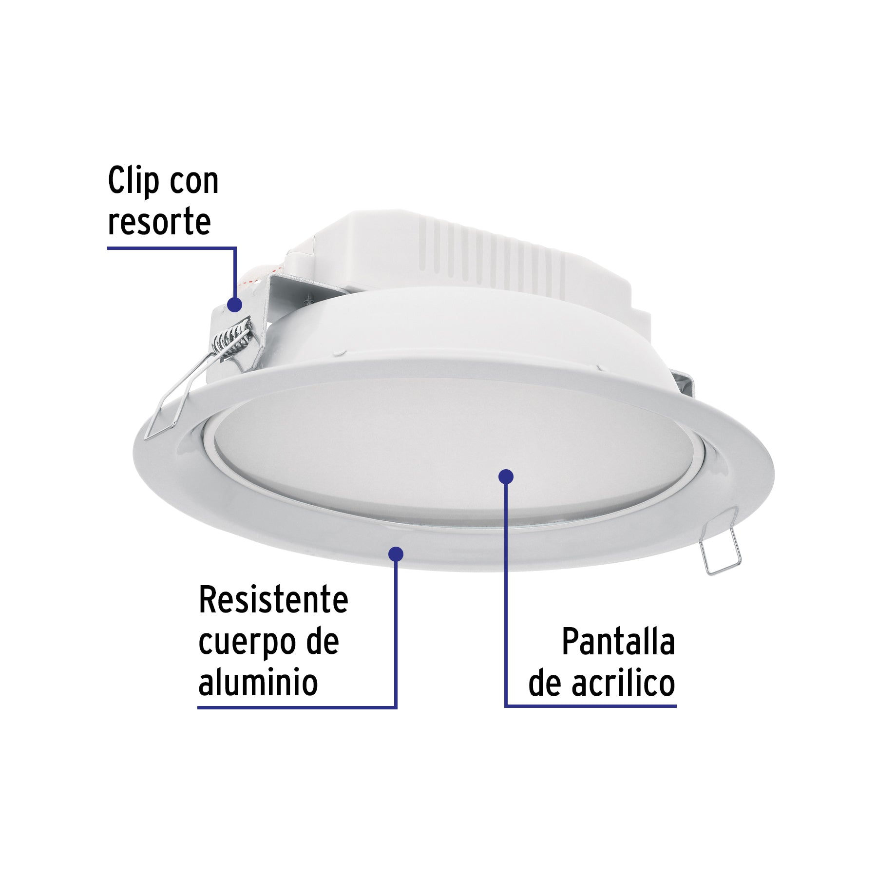 Luminario LED empotrable 12 W 6500 K, redondo, VOLTECK