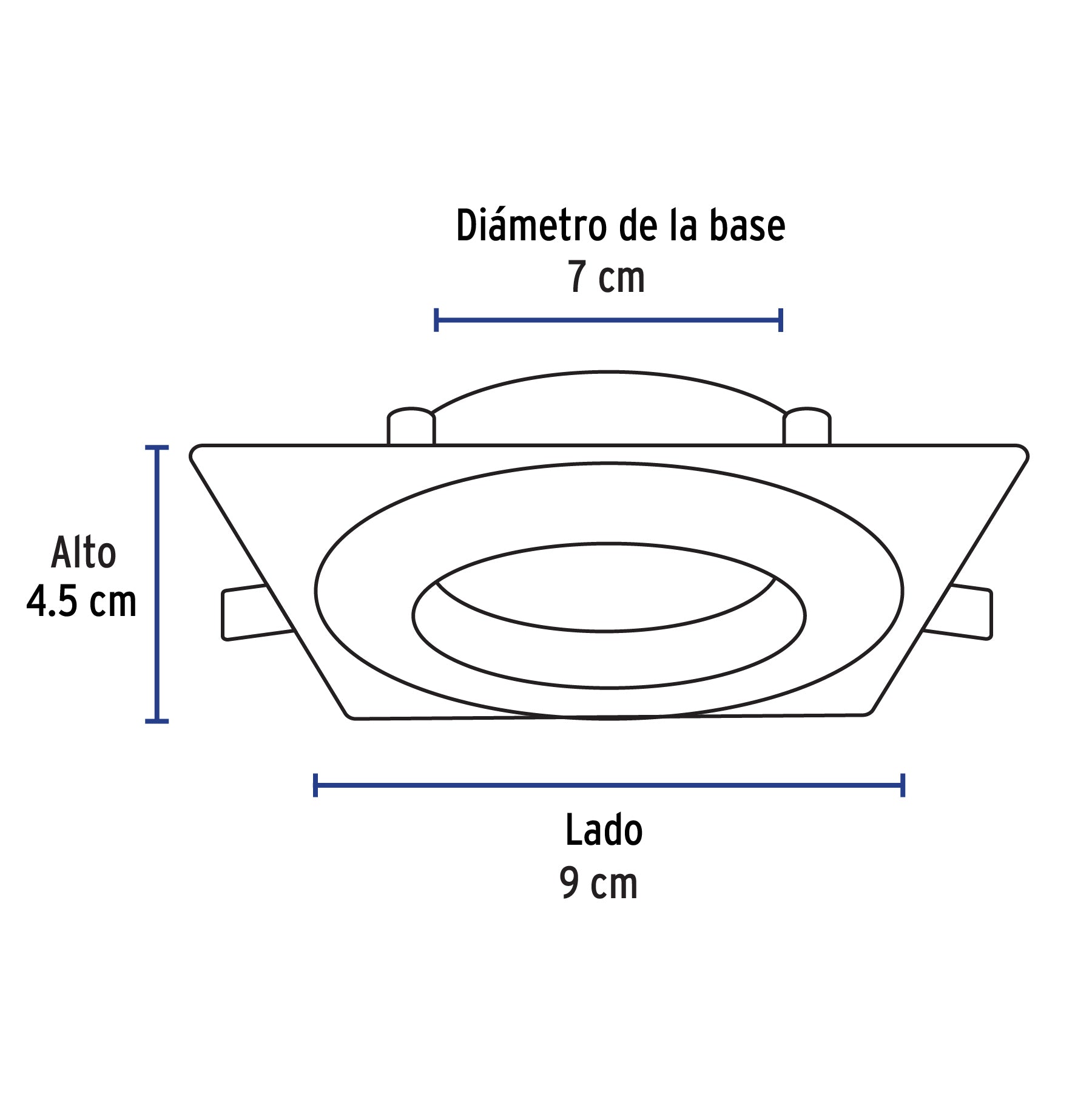 Luminario LED empotrable 5W 6500K, cuadrado, cromo, VOLTECK