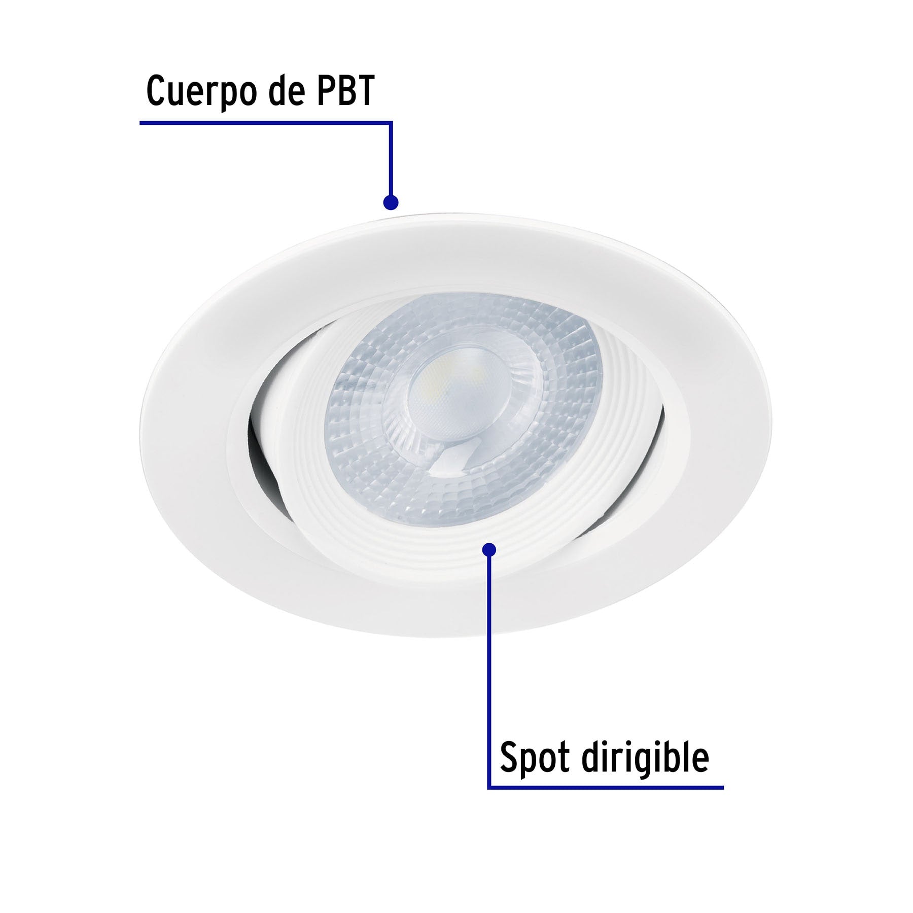 Luminario LED empotrable 5W 6500K, redondo, blanco, VOLTECK
