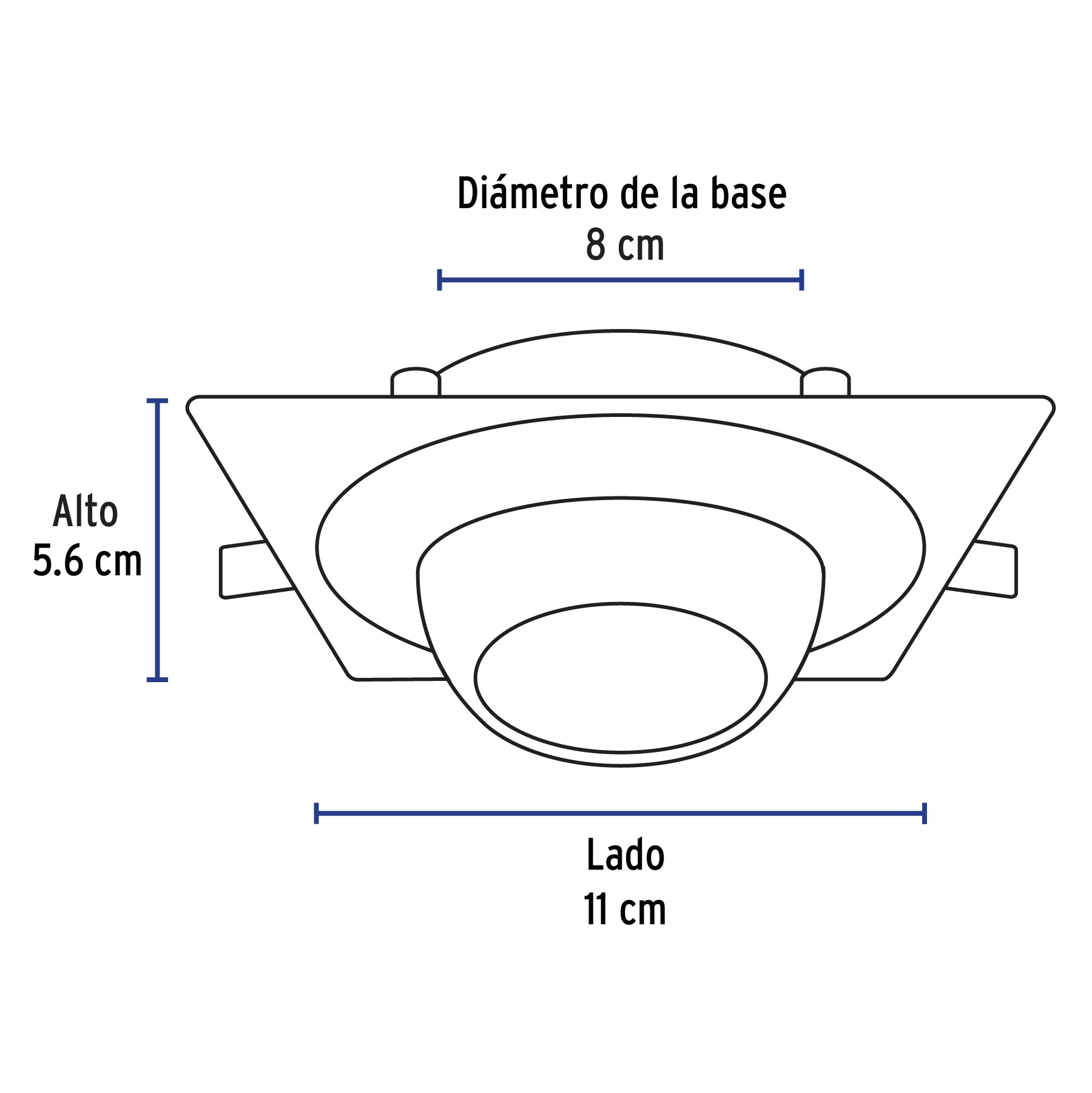 Luminario cuadrado negro spot esférico, lámpara no incluida