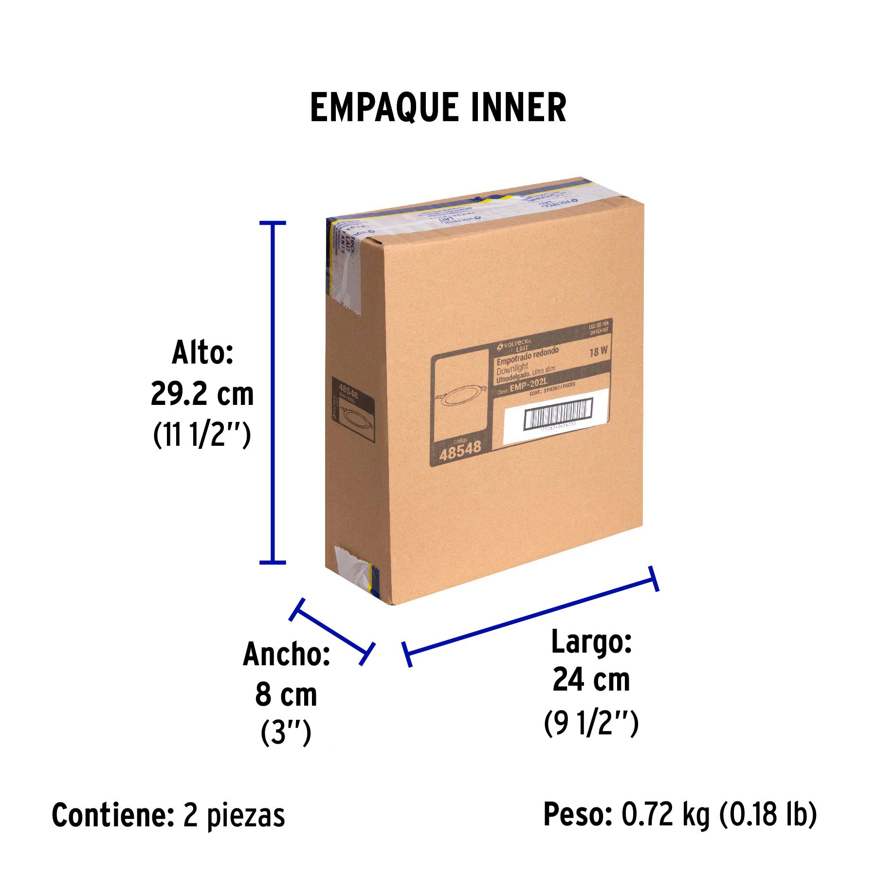 Luminario LED plafón 18W 6500K ultradelgado redondo, VOLTECK - Empaque