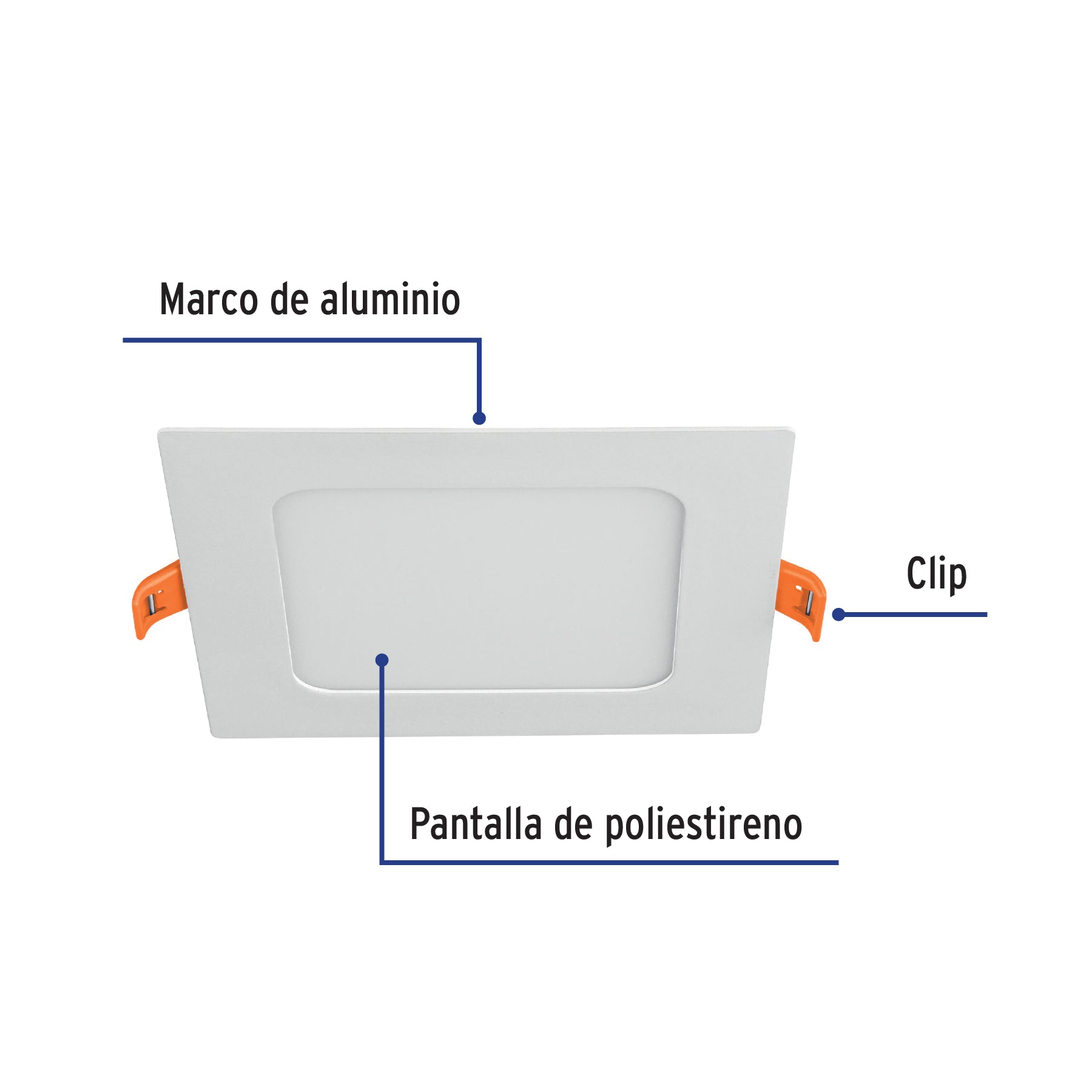 Luminario LED plafón 6W 3000K ultradelgado cuadrado VOLTECK