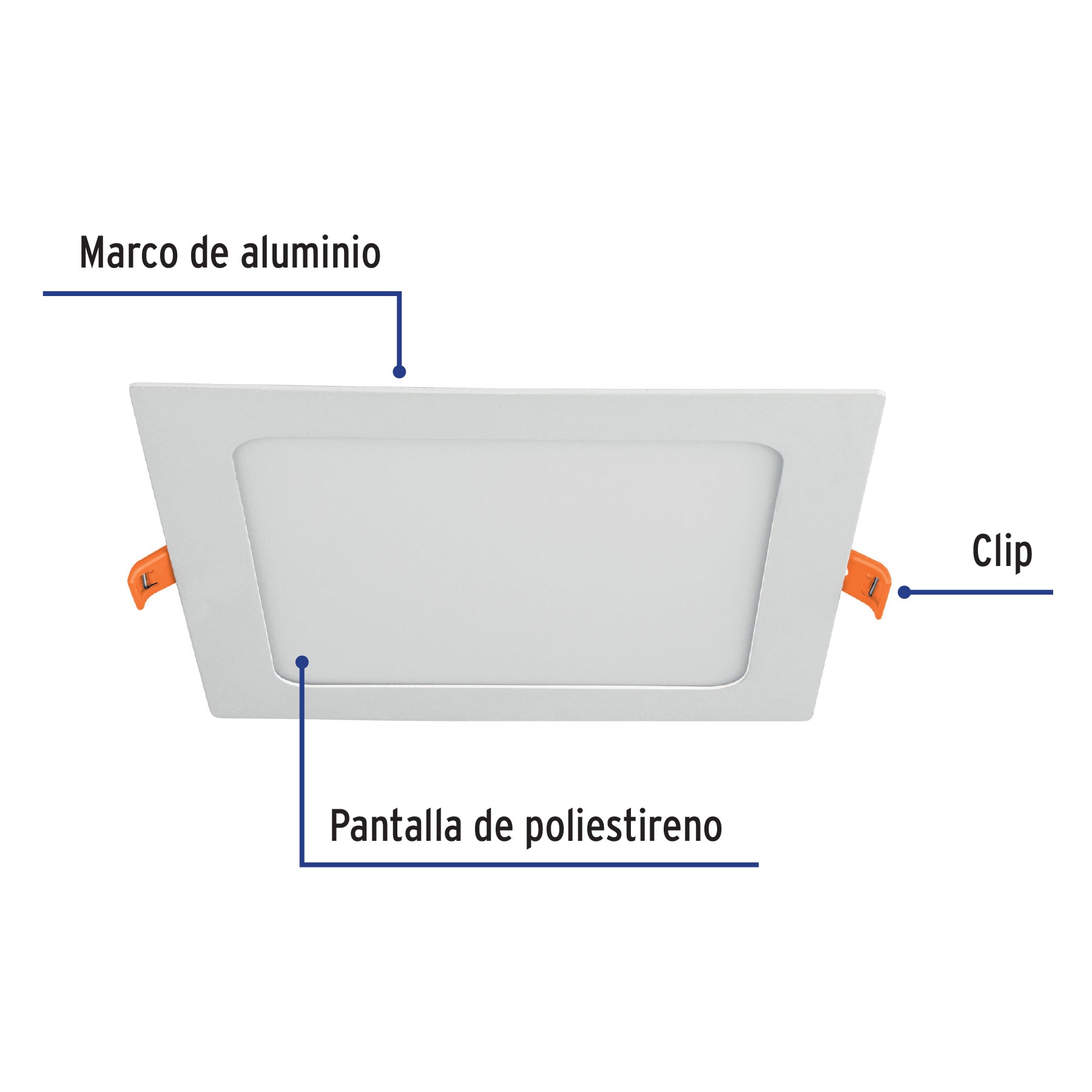 Luminario LED plafón 12W 3000K ultradelgado cuadrado VOLTECK