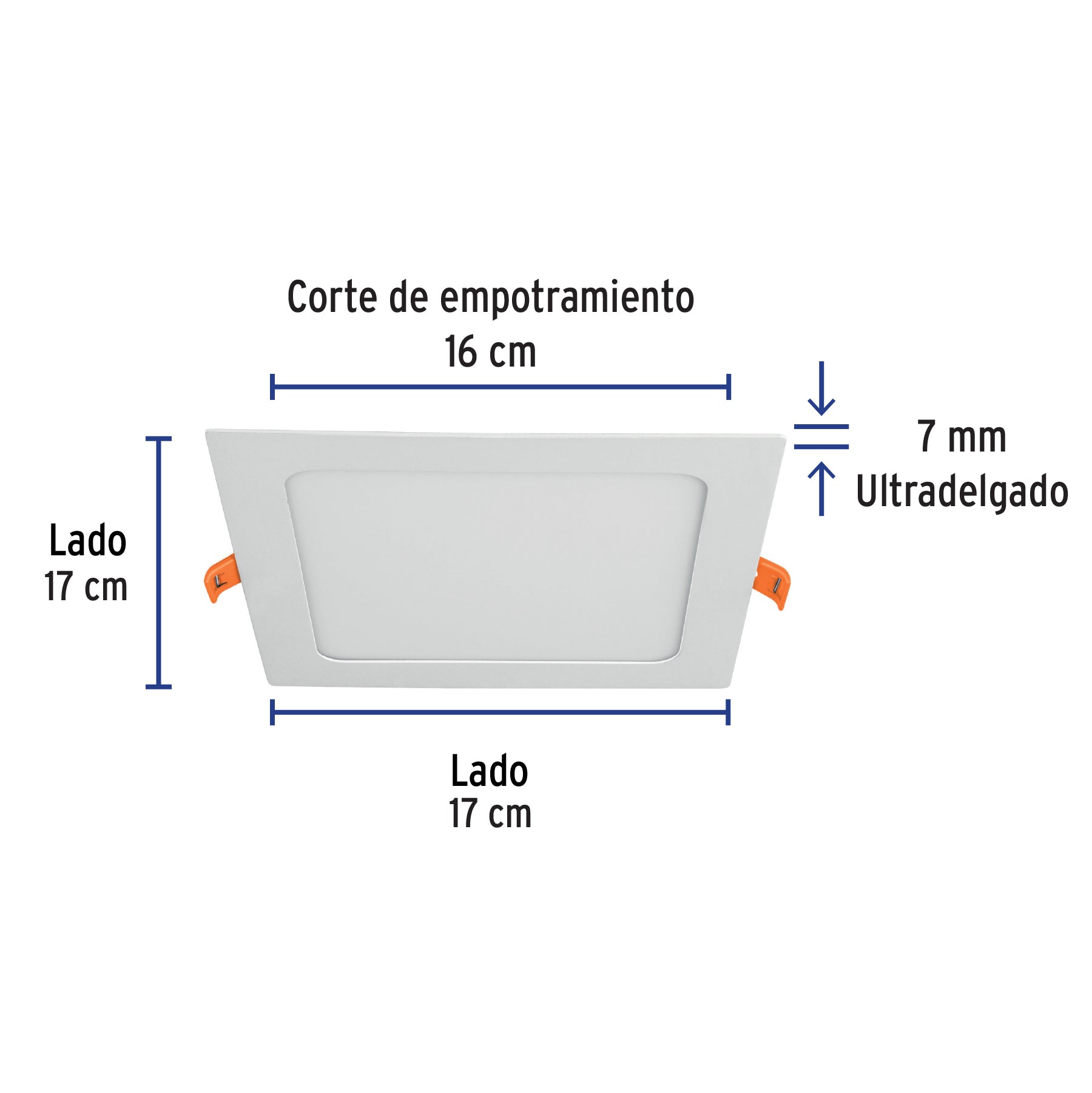 Luminario LED plafón 12W 3000K ultradelgado cuadrado VOLTECK