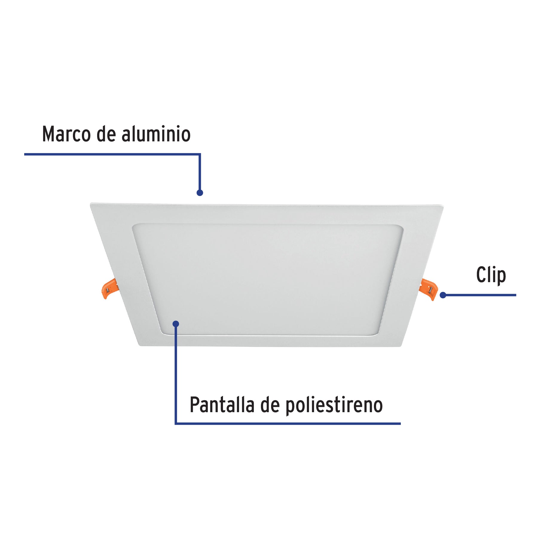 Luminario LED plafón 18W 3000K ultradelgado cuadrado VOLTECK