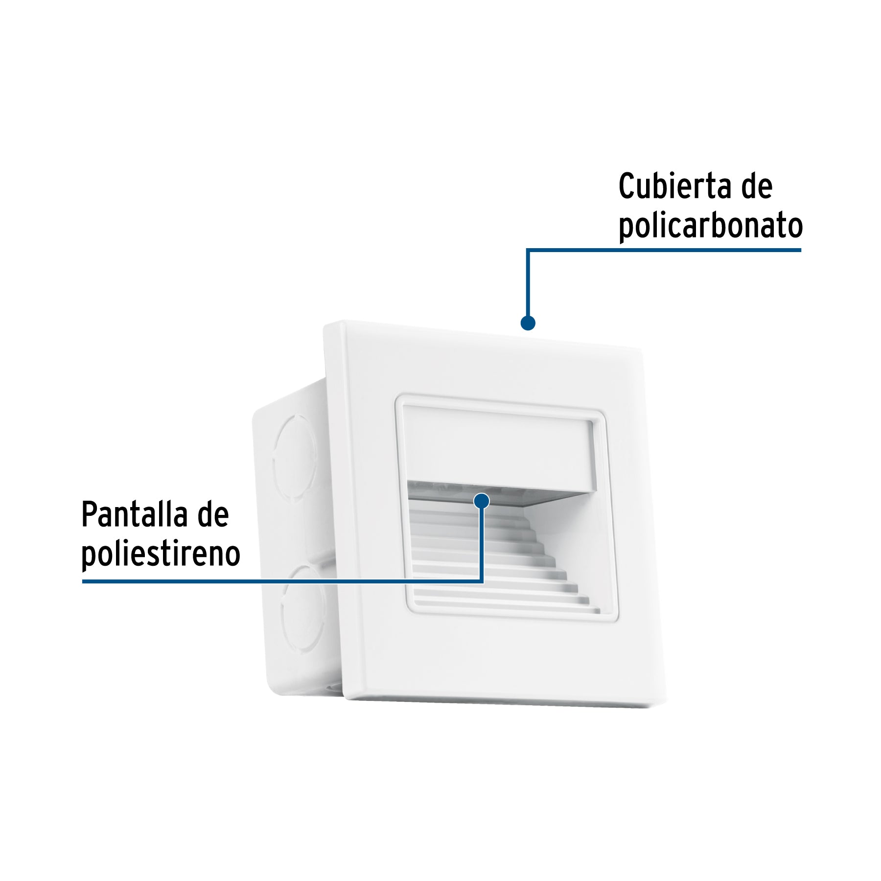 Luminario LED empotrable de cortesía 1W 3000K blanco VOLTECK