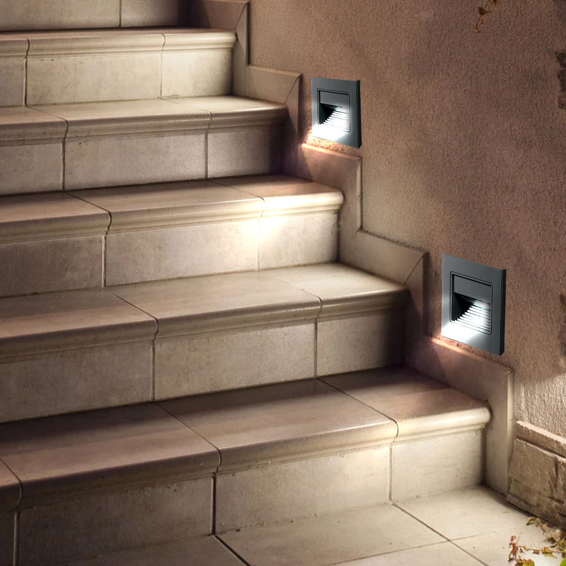 Luminario LED empotrable de cortesía 1W 3000K, negro VOLTECK