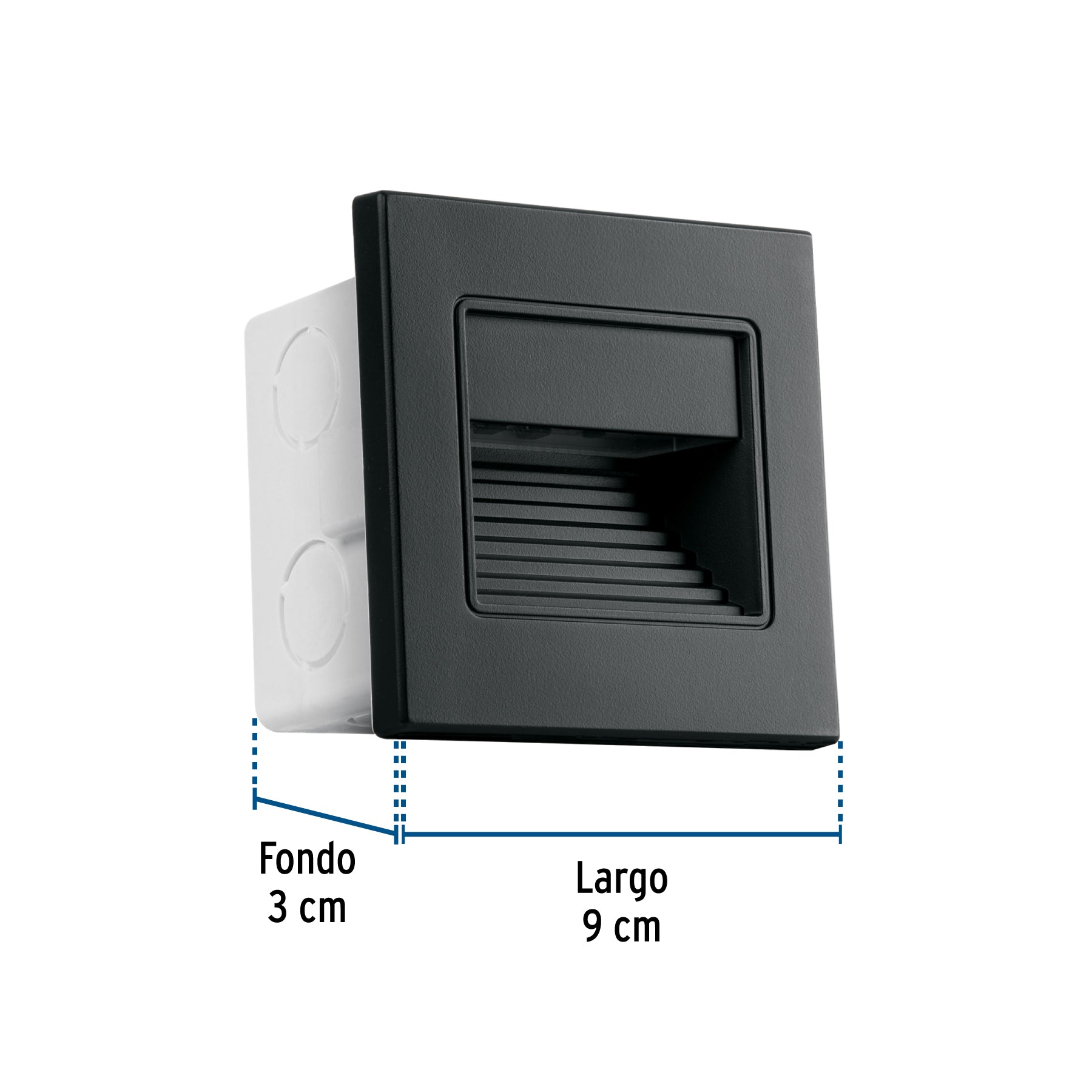Luminario LED empotrable de cortesía 1W 3000K, negro VOLTECK