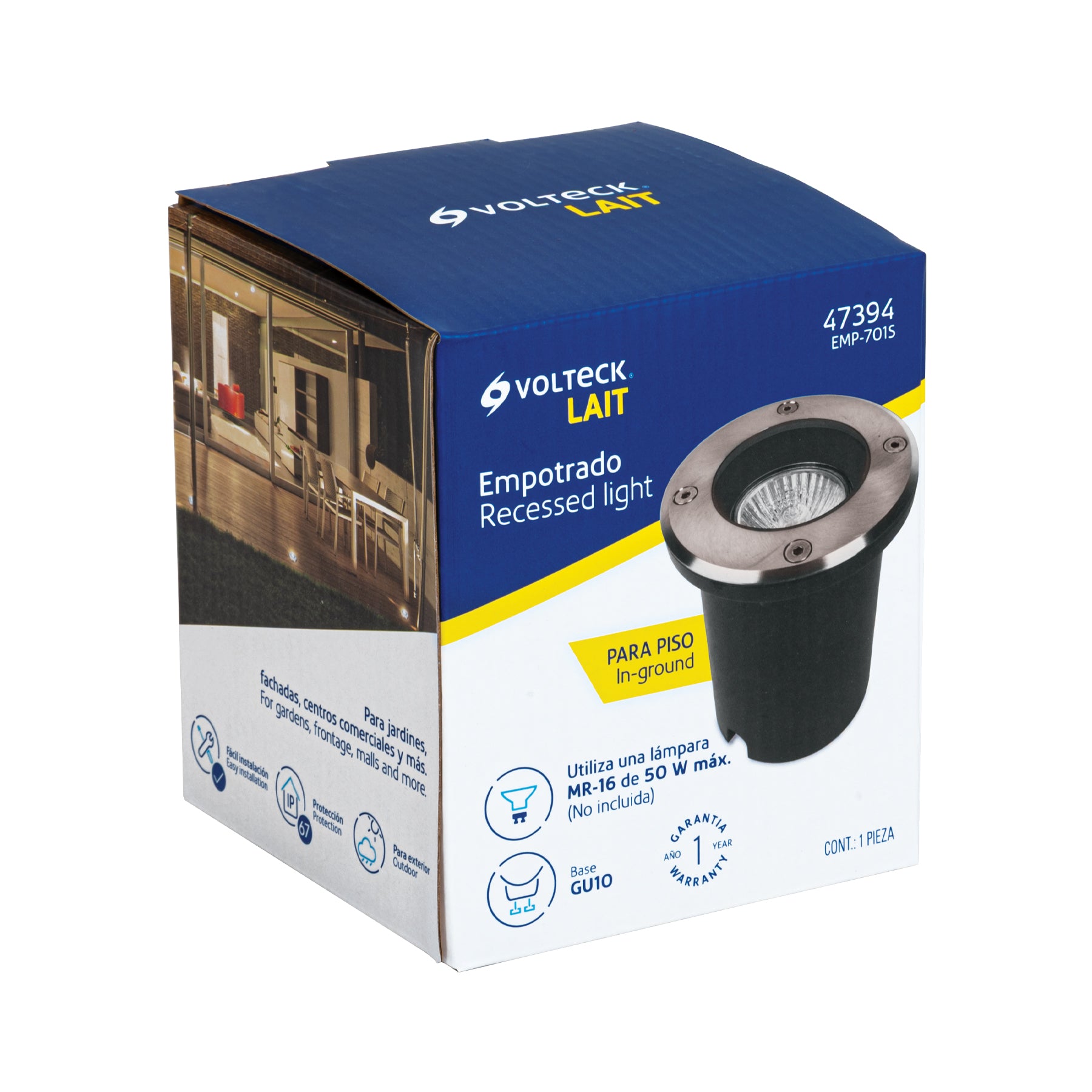 Luminario para exterior empotrado en piso para MR16 GU10