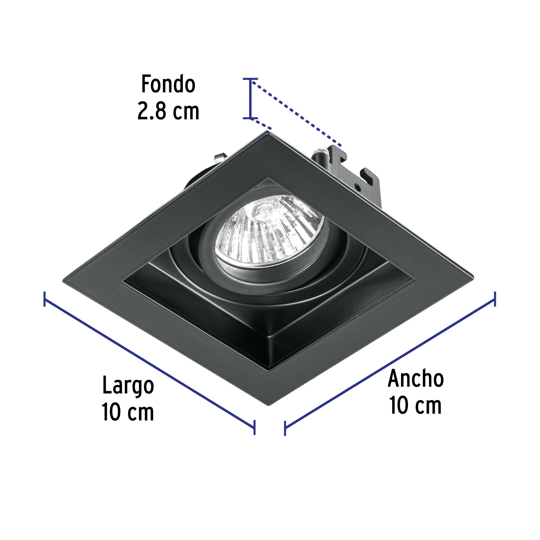 Luminario empotrable con 1 spot dirigible, negro, VOLTECK