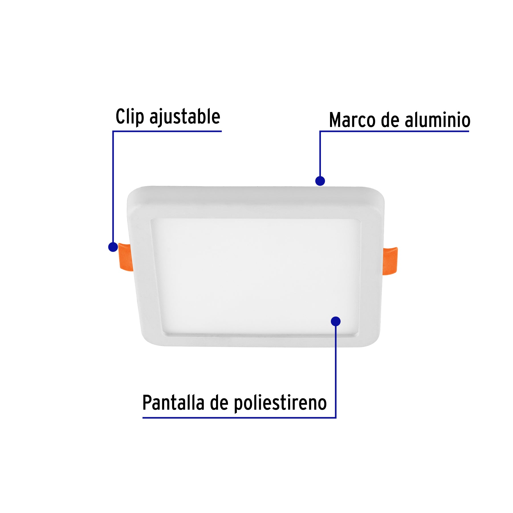 Luminario LED plafón 6W 6500K, ajustable, cuadrado, VOLTECK