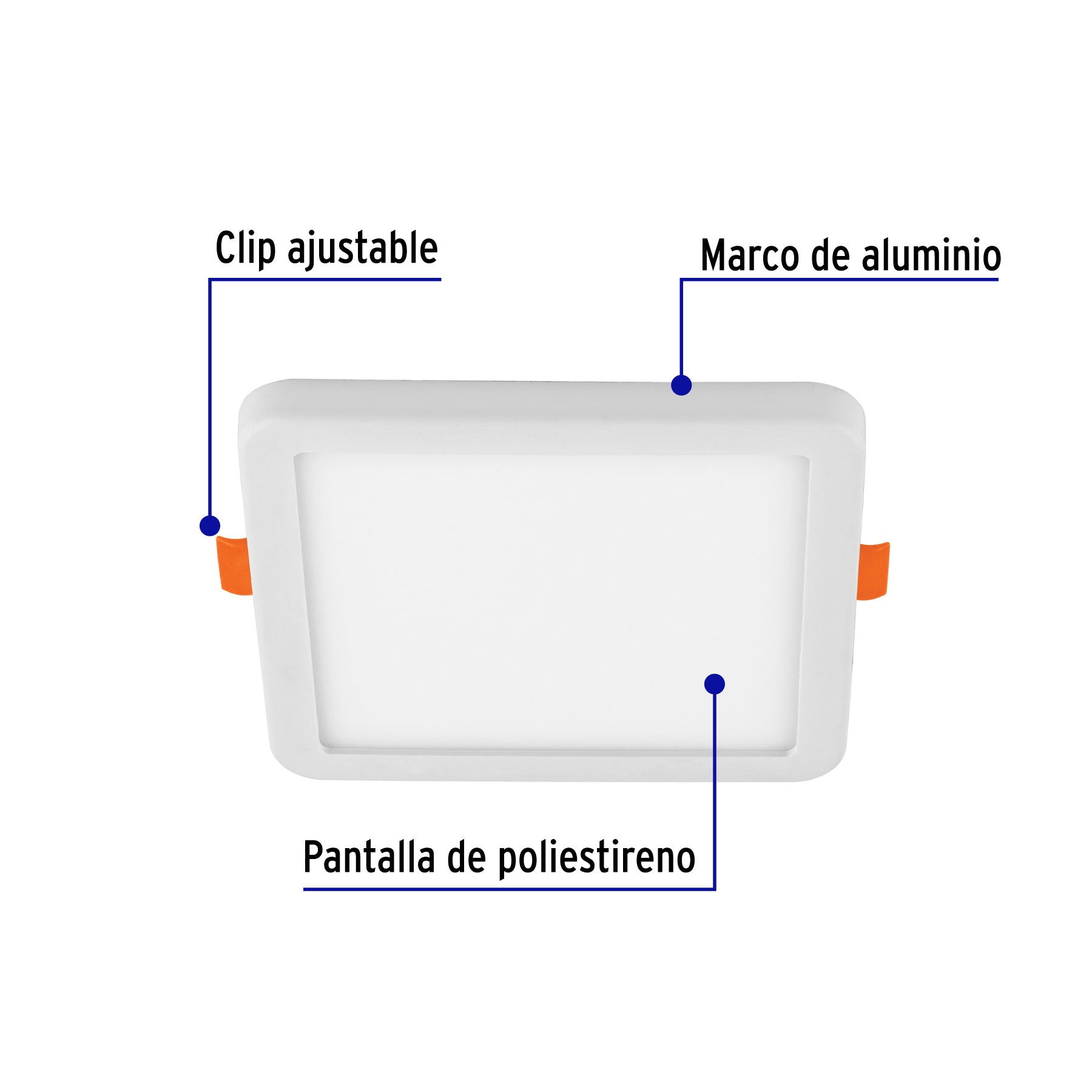 Luminario LED plafón 8W 6500K, ajustable, cuadrado, VOLTECK