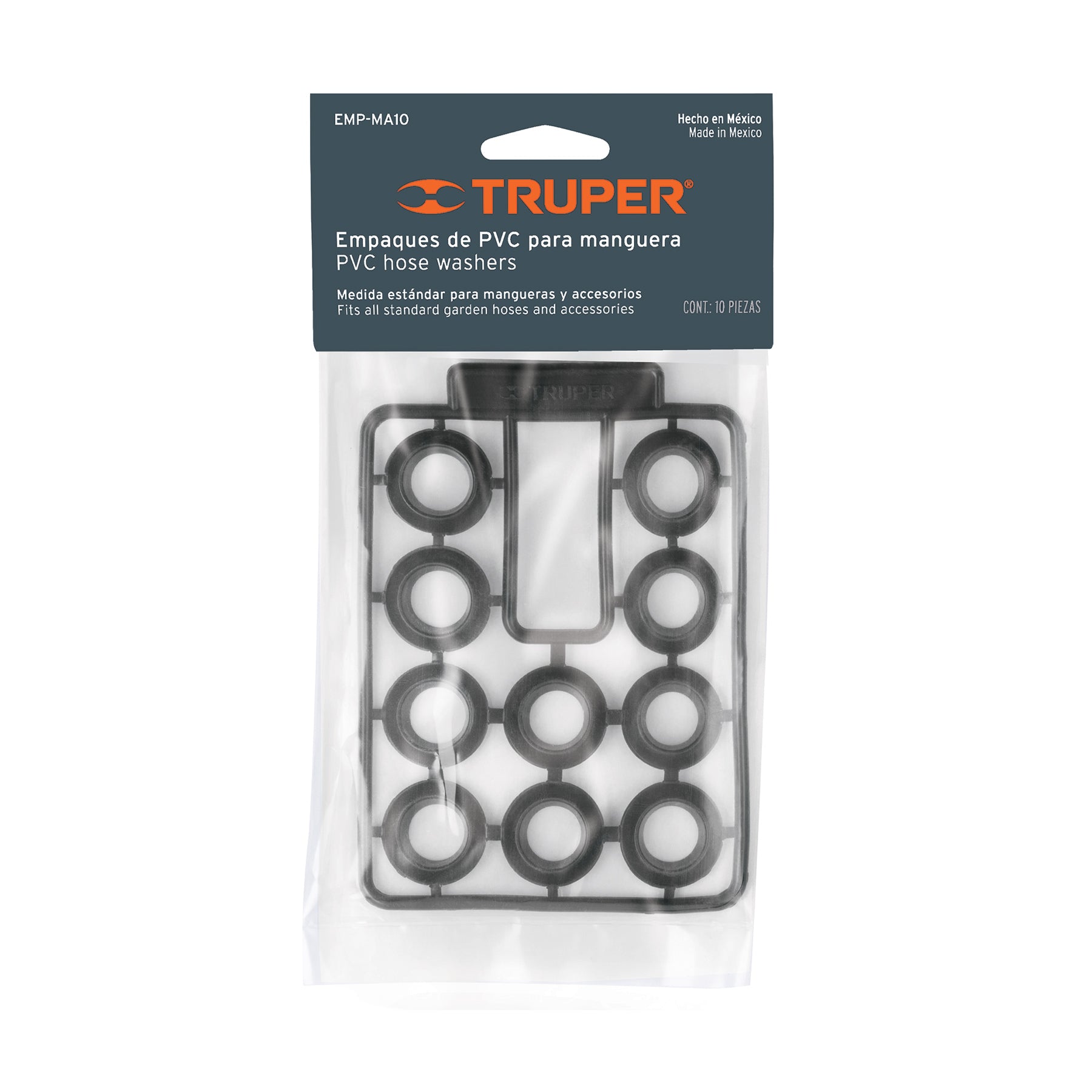 Bolsa con 10 empaques de PVC antifuga para manguera, TRUPER