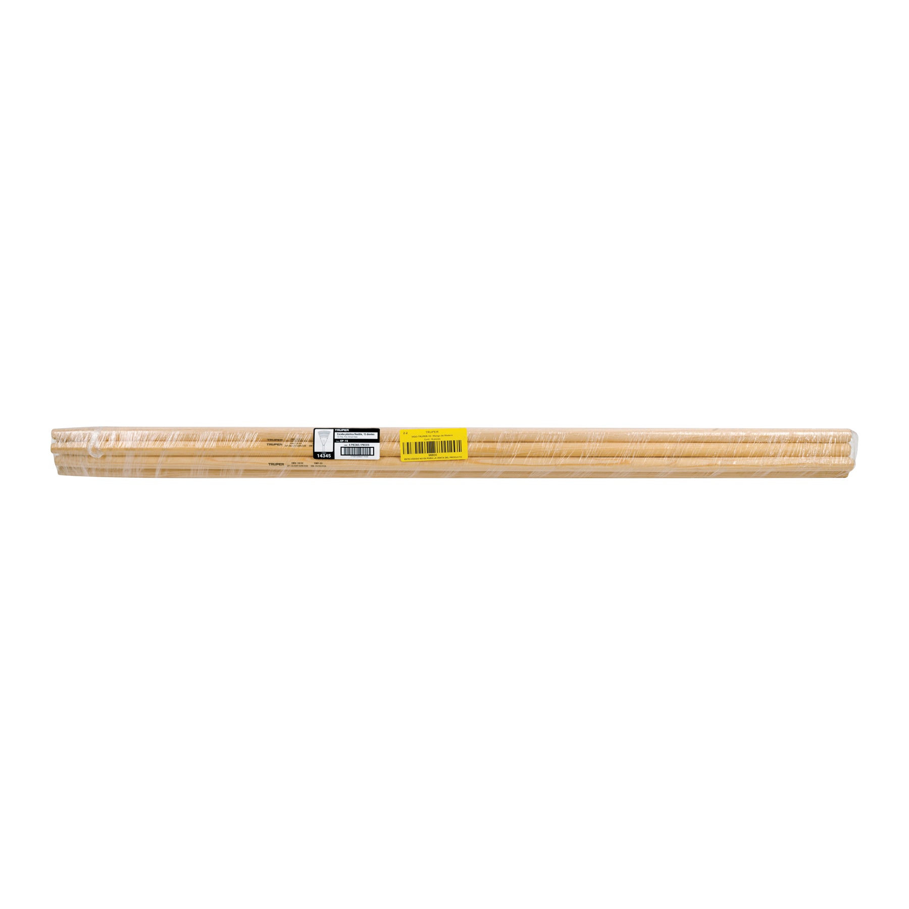 Escoba plástica para jardín, rígida, 15 dientes, mango 48"
